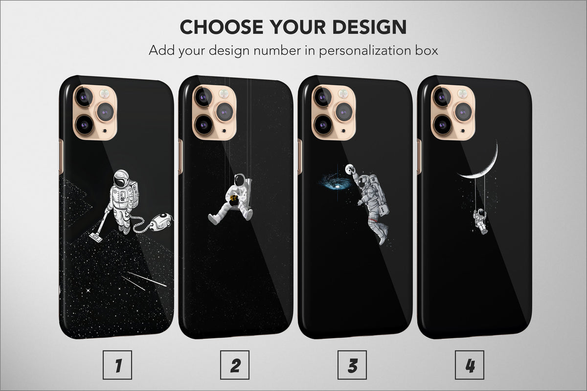 Astronaut Phone Case Black Funny Galaxy Space Moon Planets Cover - Image 1