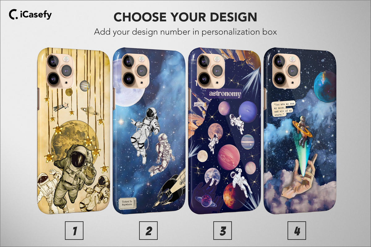 Astronaut Phone Case Universe Funny Blue Space Moon Planets Cover - Image 1