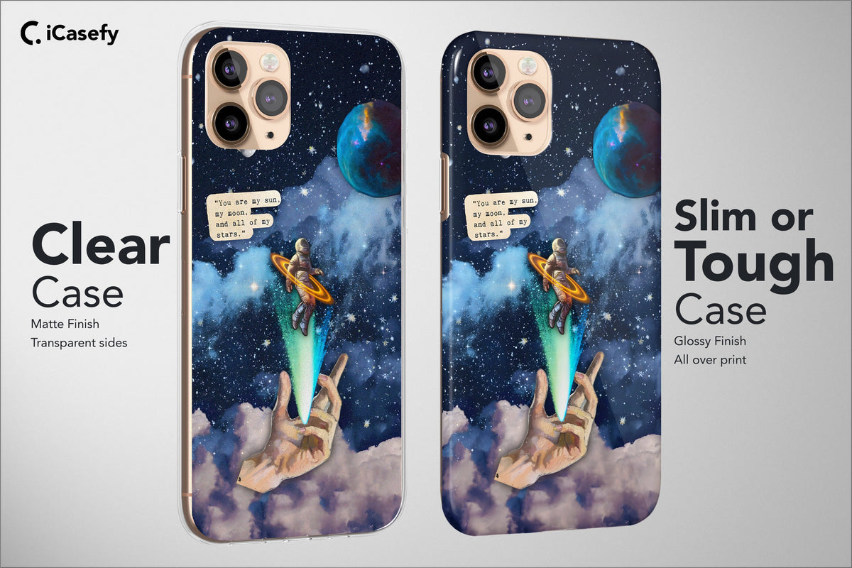 Astronaut Phone Case Universe Funny Blue Space Moon Planets Cover - Image 5