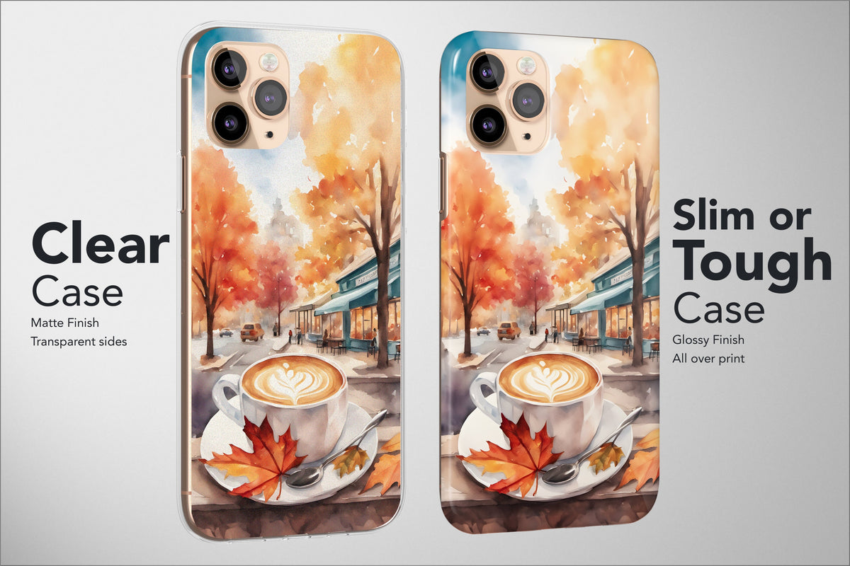 Autumn Phone Case Pumokin Leaf Fall Tree Coffe Cat Landscape Cover - Image 2