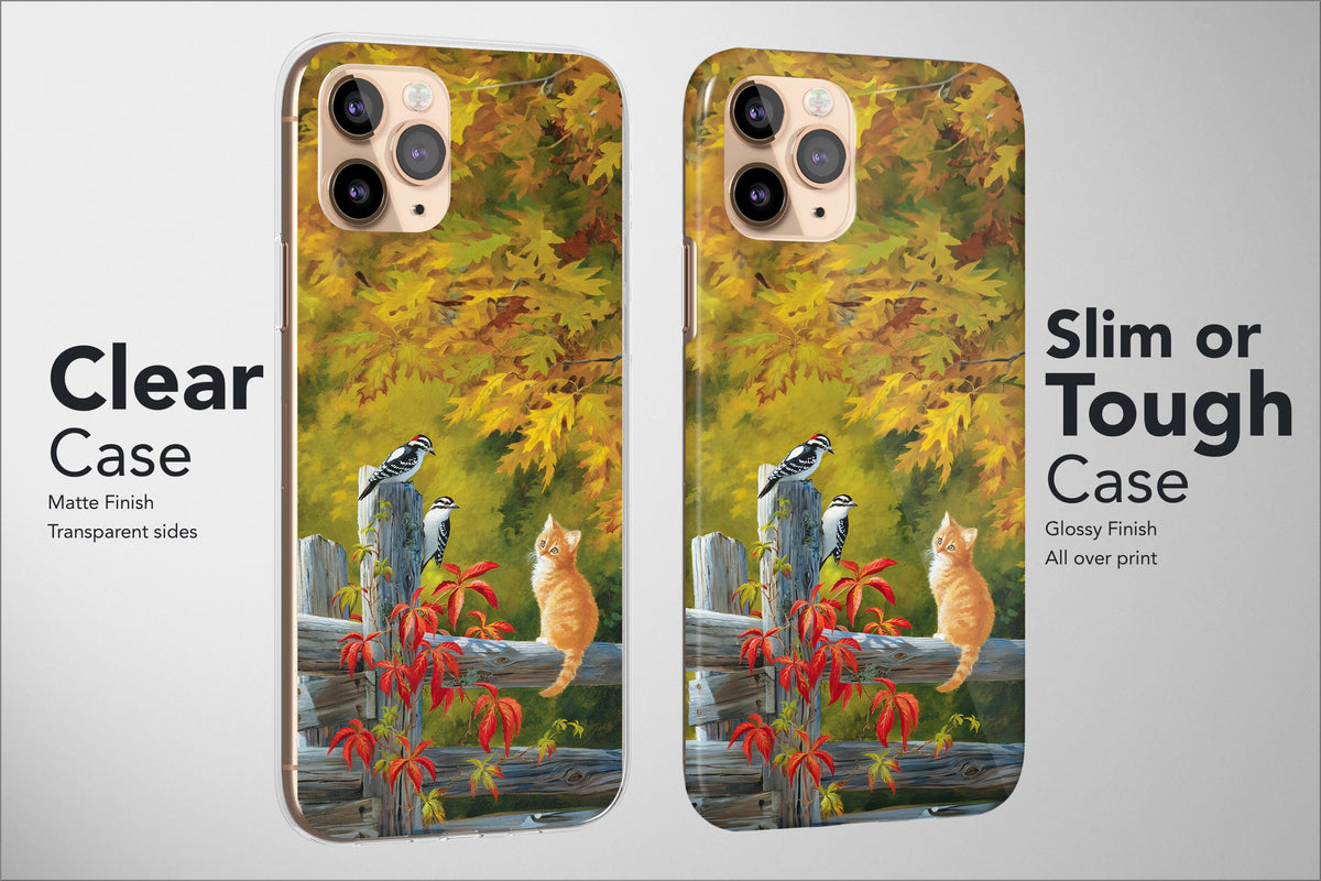 Autumn Phone Case Pumokin Leaf Fall Tree Coffe Cat Landscape Cover - Image 3