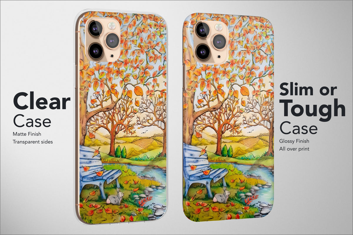 Autumn Phone Case Pumokin Leaf Fall Tree Coffe Cat Landscape Cover - Image 4