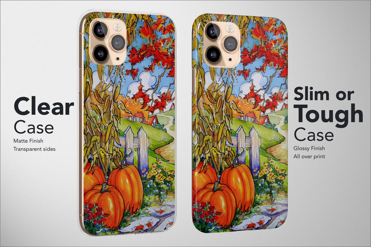 Autumn Phone Case Pumokin Leaf Fall Tree Coffe Cat Landscape Cover - Image 5