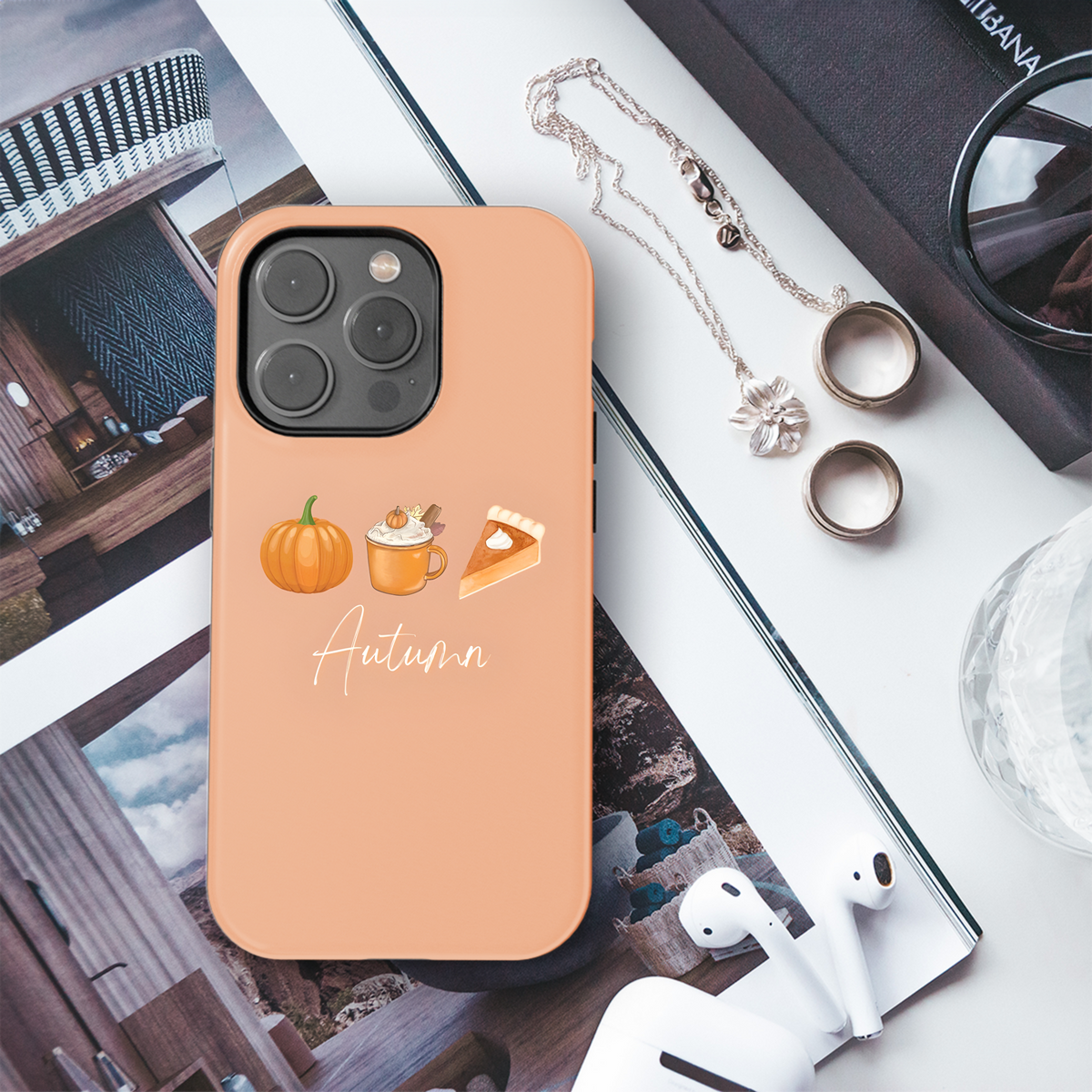 Autumn Pumpkin Cupcake Minimalist Phone Case iPhone Samsung Cover Pixel 2022 - Image 3