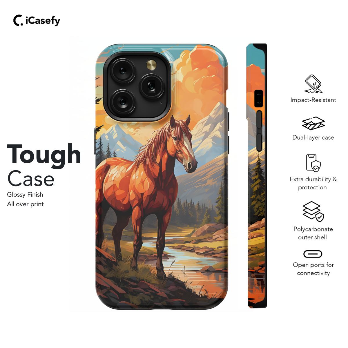 Autumn River Landscape Brown Horse Phone Case iPhone Samsung Cover Pixel 1293 - Image 5