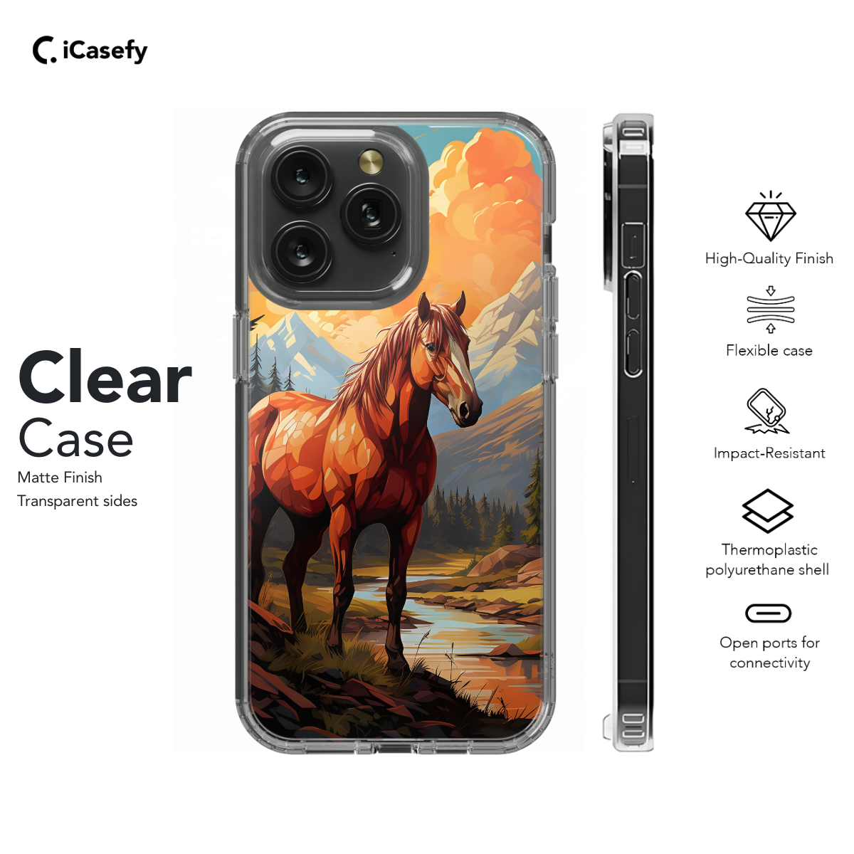 Autumn River Landscape Brown Horse Phone Case iPhone Samsung Cover Pixel 1293 - Image 7