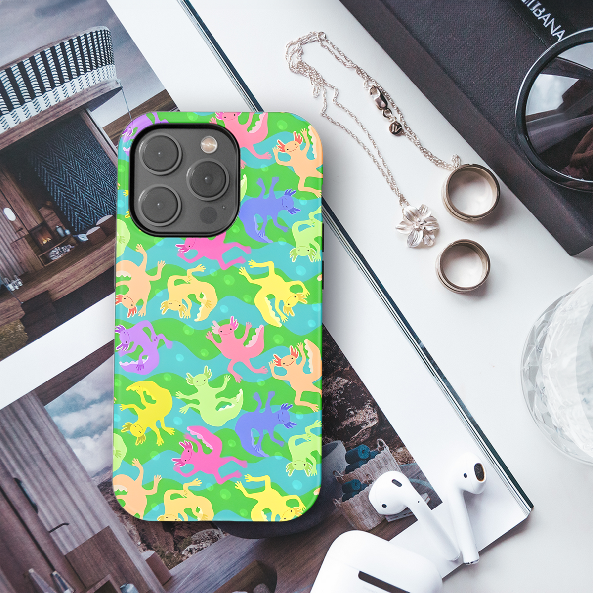 Axolotl Wave Phone Case iPhone Samsung Cover Pixel 3263 - Image 3