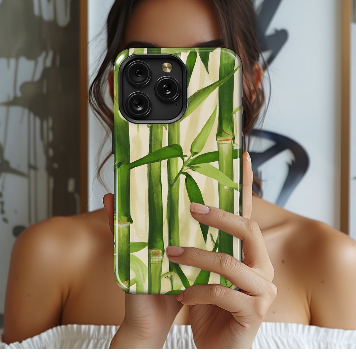 Bamboo Leaves Phone Case iPhone Samsung Cover Pixel 3647 - Image 2