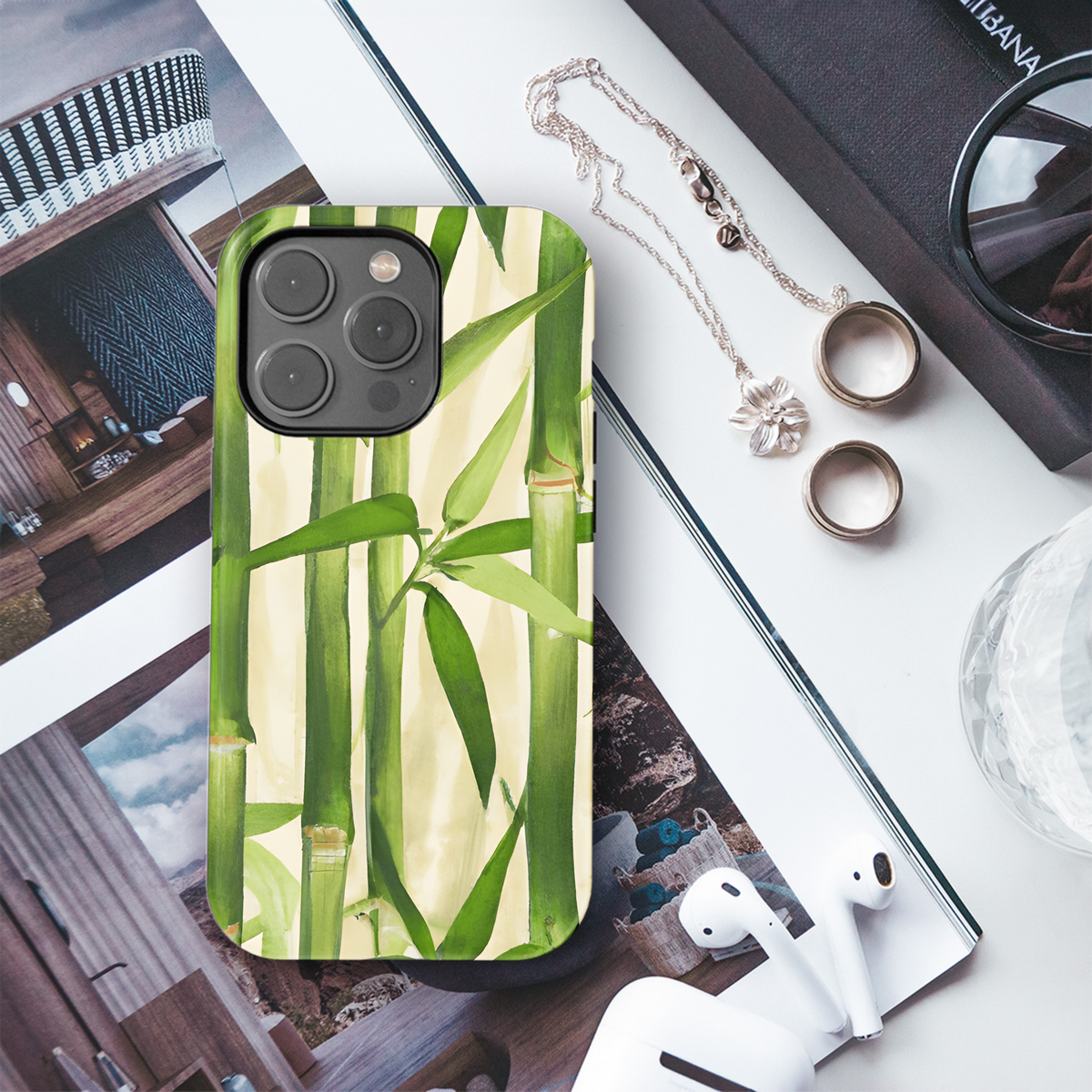 Bamboo Leaves Phone Case iPhone Samsung Cover Pixel 3647 - Image 3