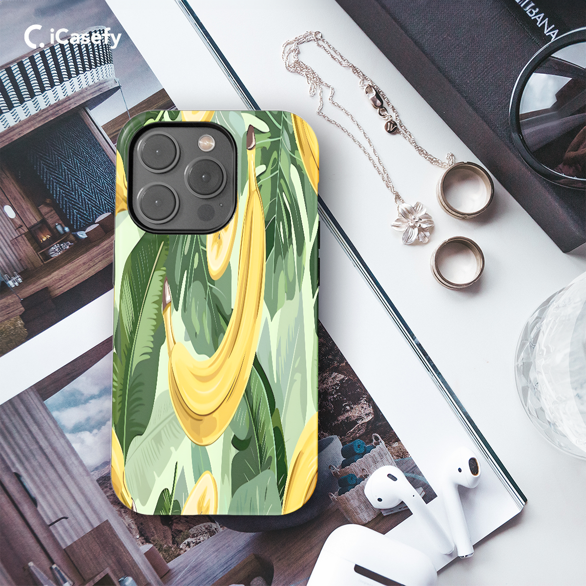 Banana and geen leaves Phone Case iPhone Samsung Cover Pixel 1174 - Image 3