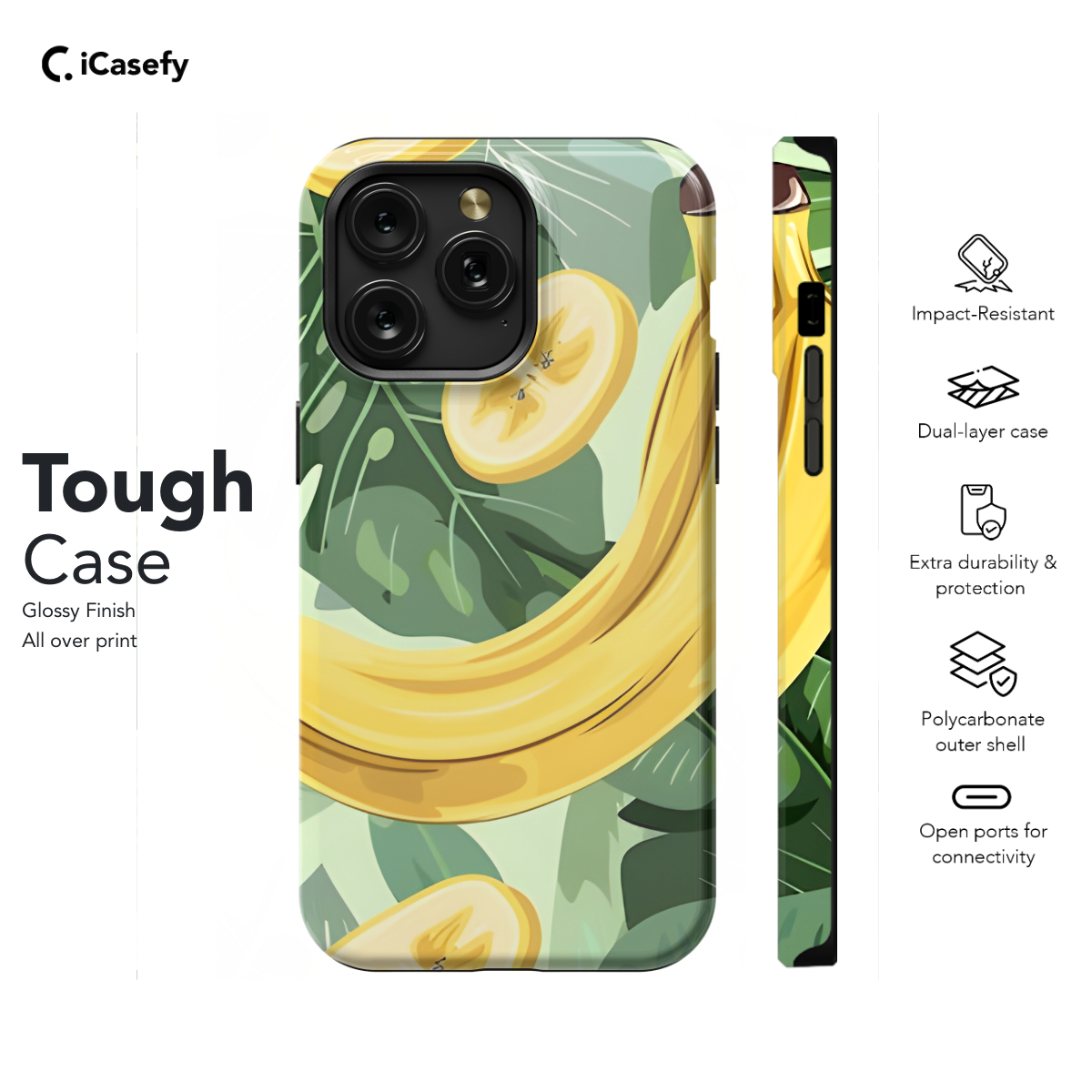 Banana and geen leaves Phone Case iPhone Samsung Cover Pixel 1174 - Image 5