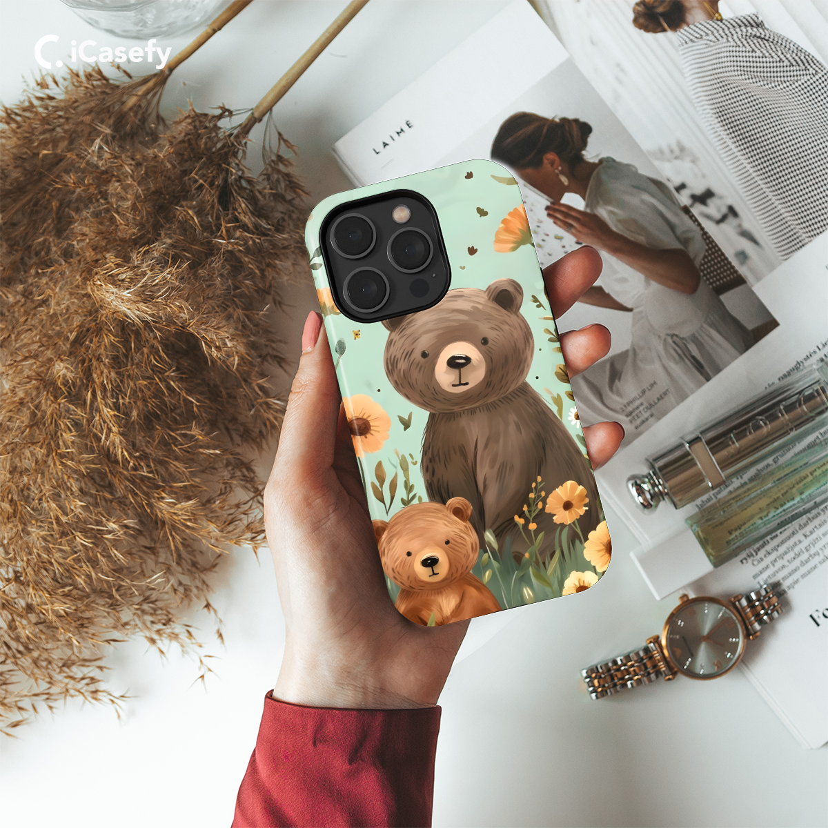 Bear family Phone Case iPhone Samsung Pixel & More 306 - Image 2