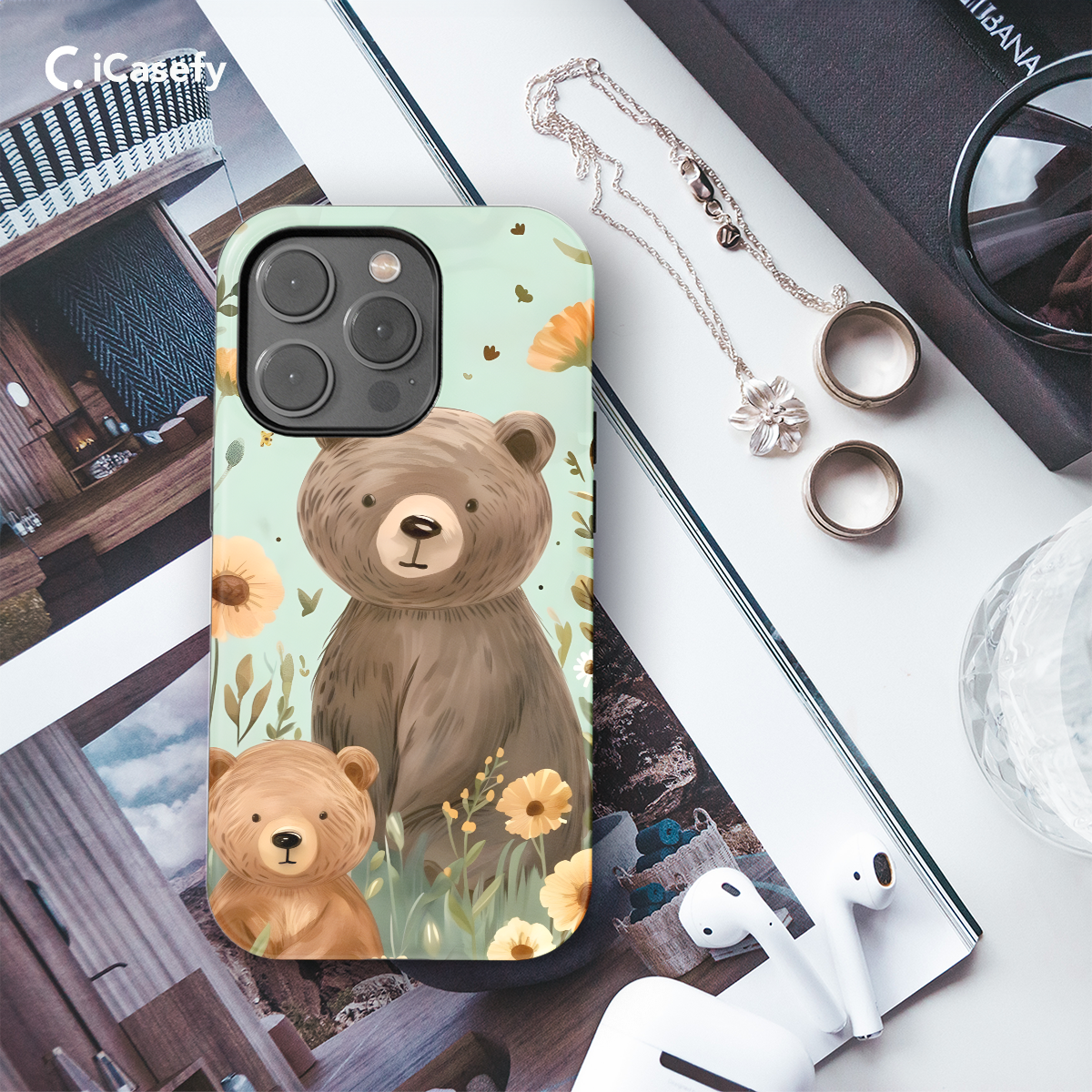 Bear family Phone Case iPhone Samsung Pixel & More 306 - Image 3