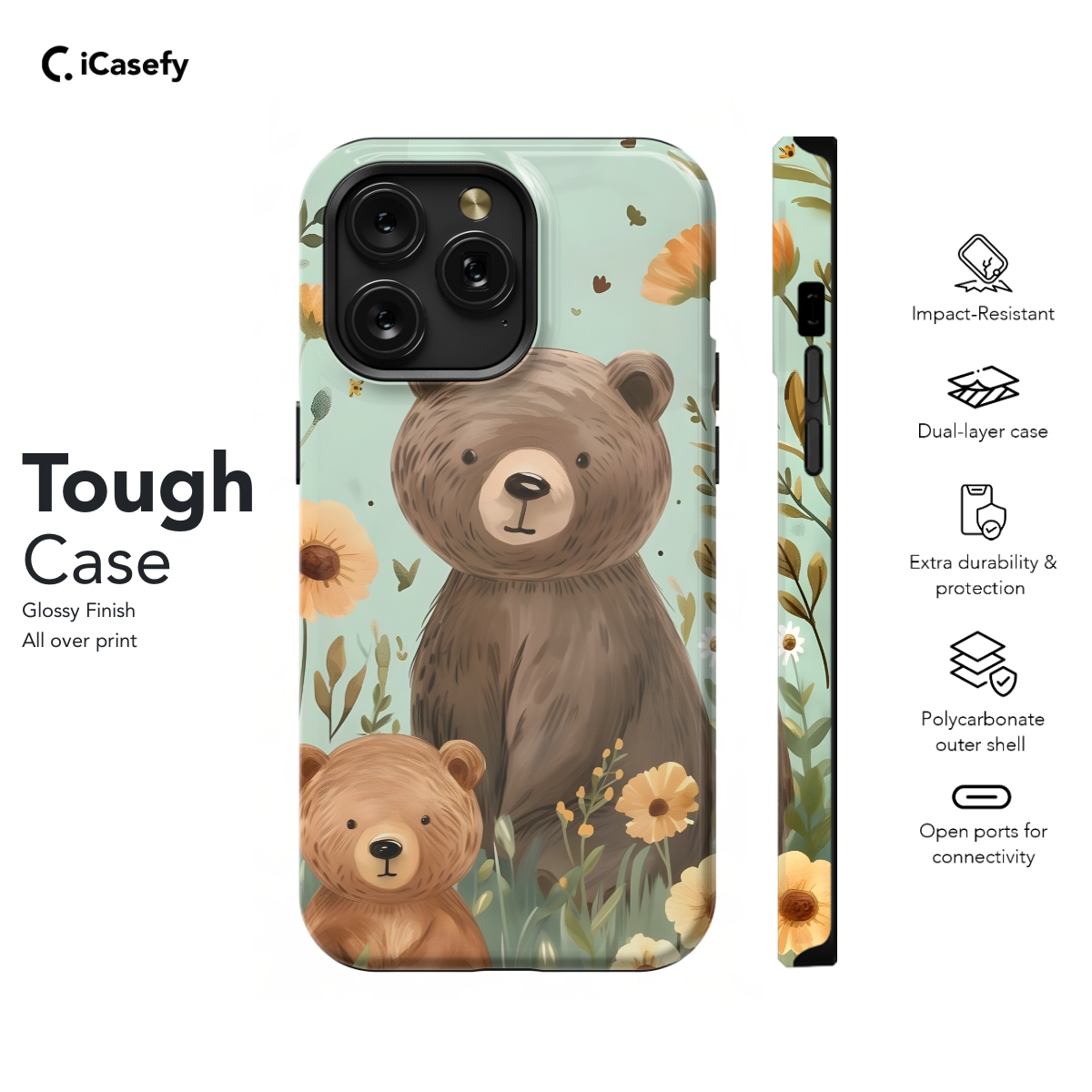 Bear family Phone Case iPhone Samsung Pixel & More 306 - Image 5