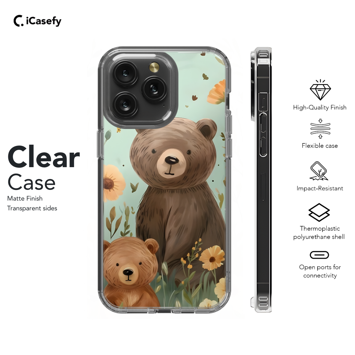 Bear family Phone Case iPhone Samsung Pixel & More 306 - Image 7