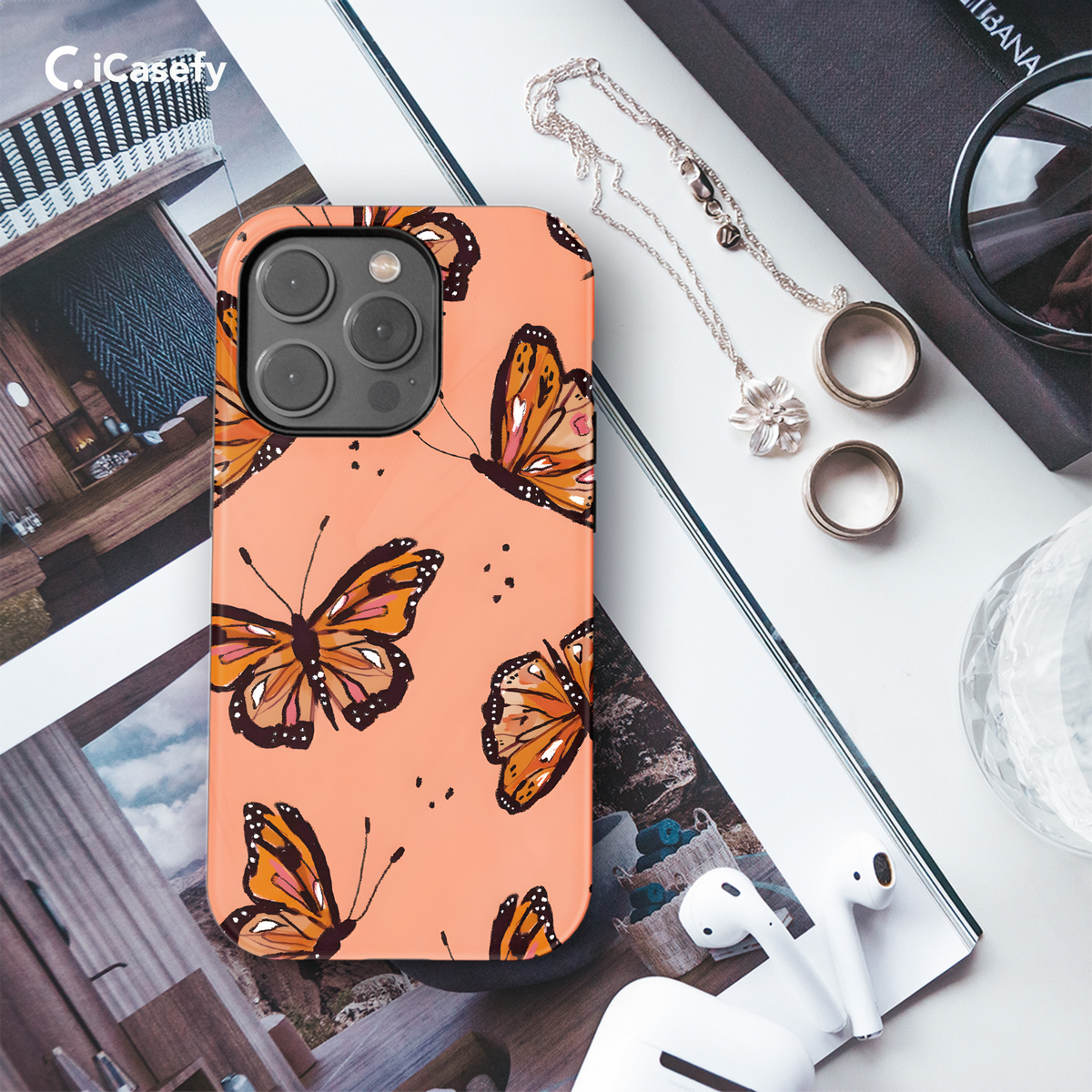 Beautiful Cute Butterfly Rainbow Glossy Spring Phone Case iPhone Samsung Cover Pixel 1928 - Image 3