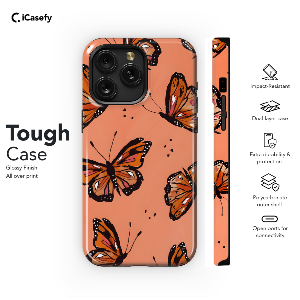 Beautiful Cute Butterfly Rainbow Glossy Spring Phone Case iPhone Samsung Cover Pixel 1928 - Image 6