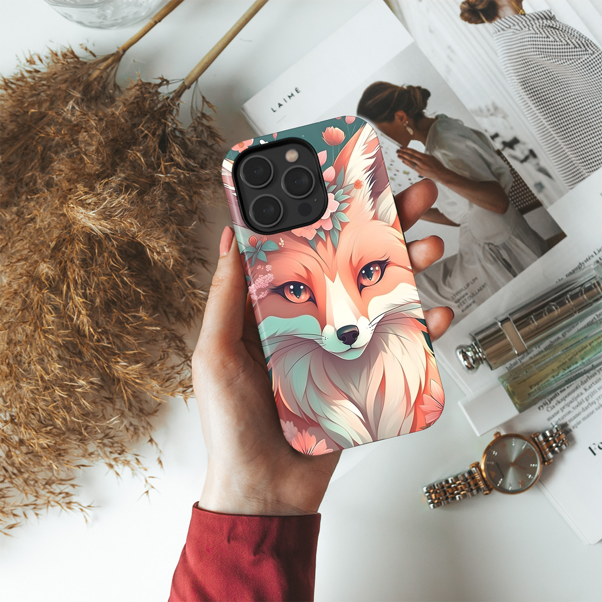 Beautiful Floral Fox Phone Case iPhone Samsung Cover Pixel 3558 - Image 4