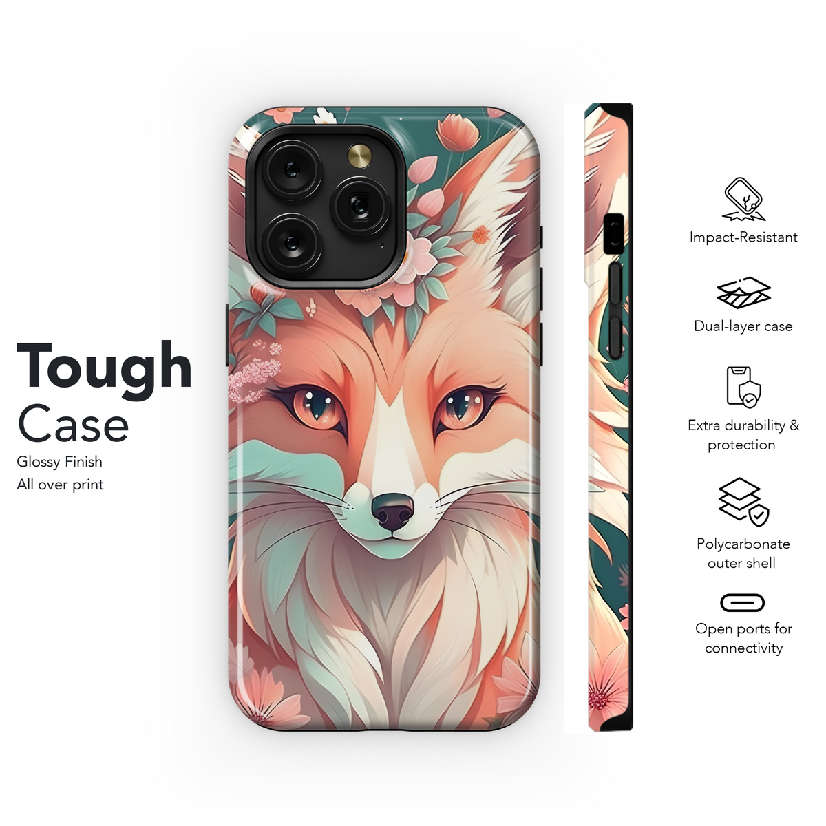 Beautiful Floral Fox Phone Case iPhone Samsung Cover Pixel 3558 - Image 6