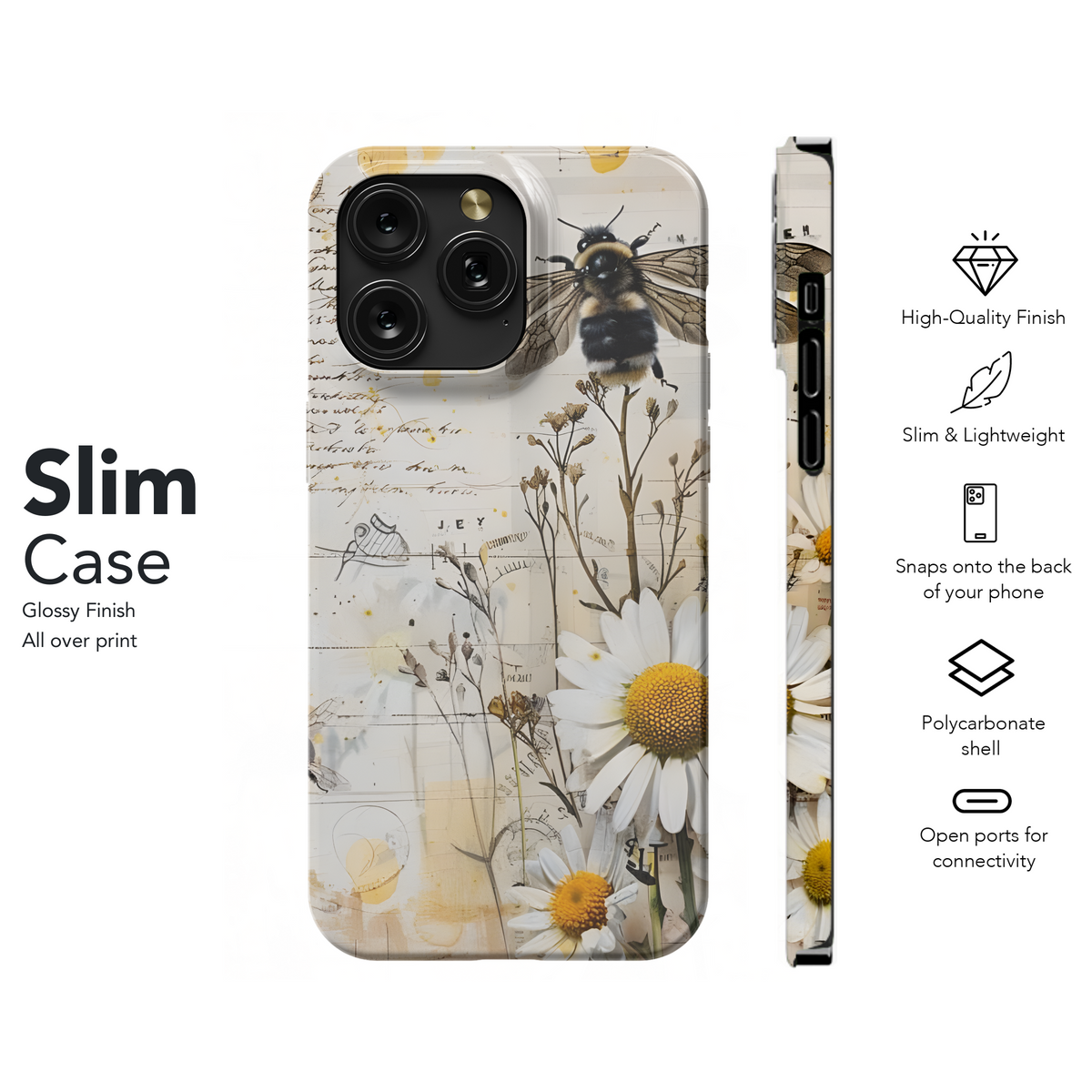 Bee Junk Journal Flower Daisy Phone Case iPhone Samsung Cover Pixel 2065 - Image 7