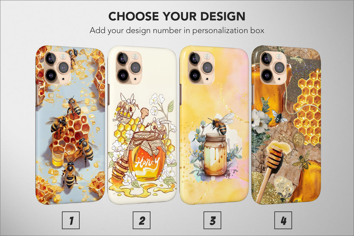 Bee Phone Case Cute Yellow Honey Shell Aesthetic Cover - Image 1