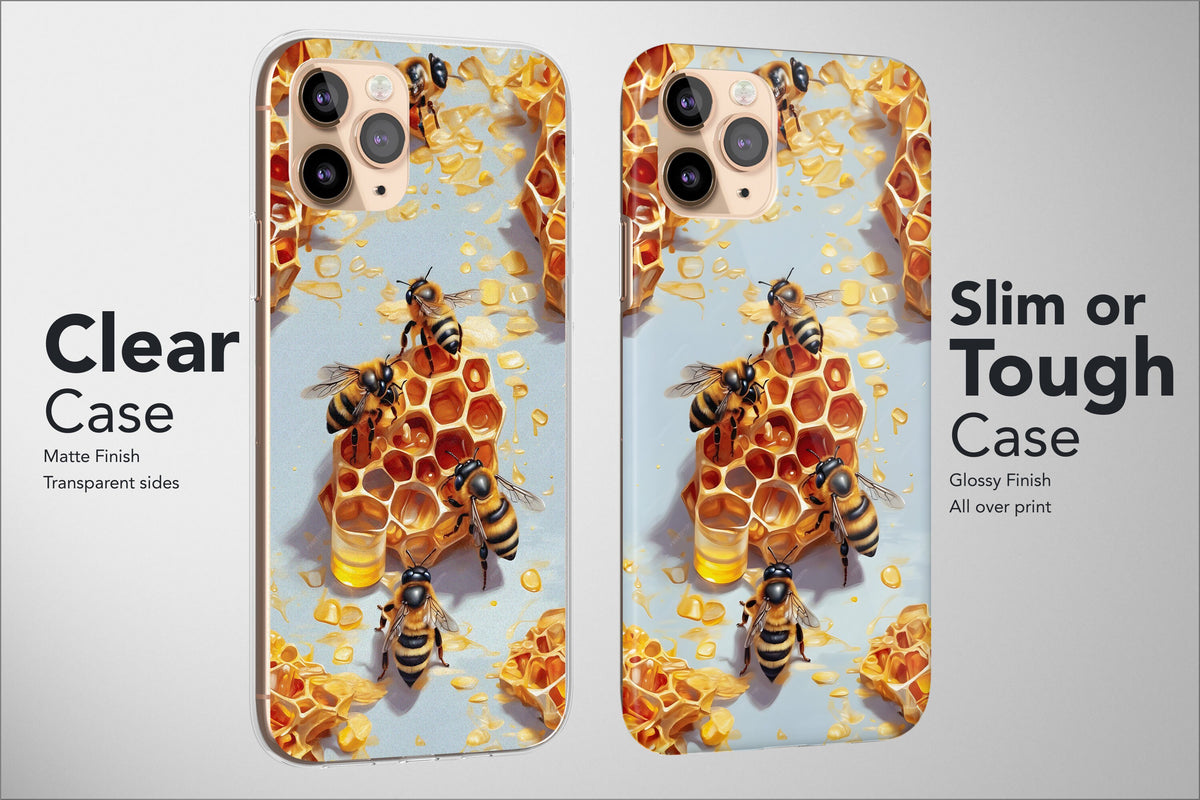 Bee Phone Case Cute Yellow Honey Shell Aesthetic Cover - Image 2