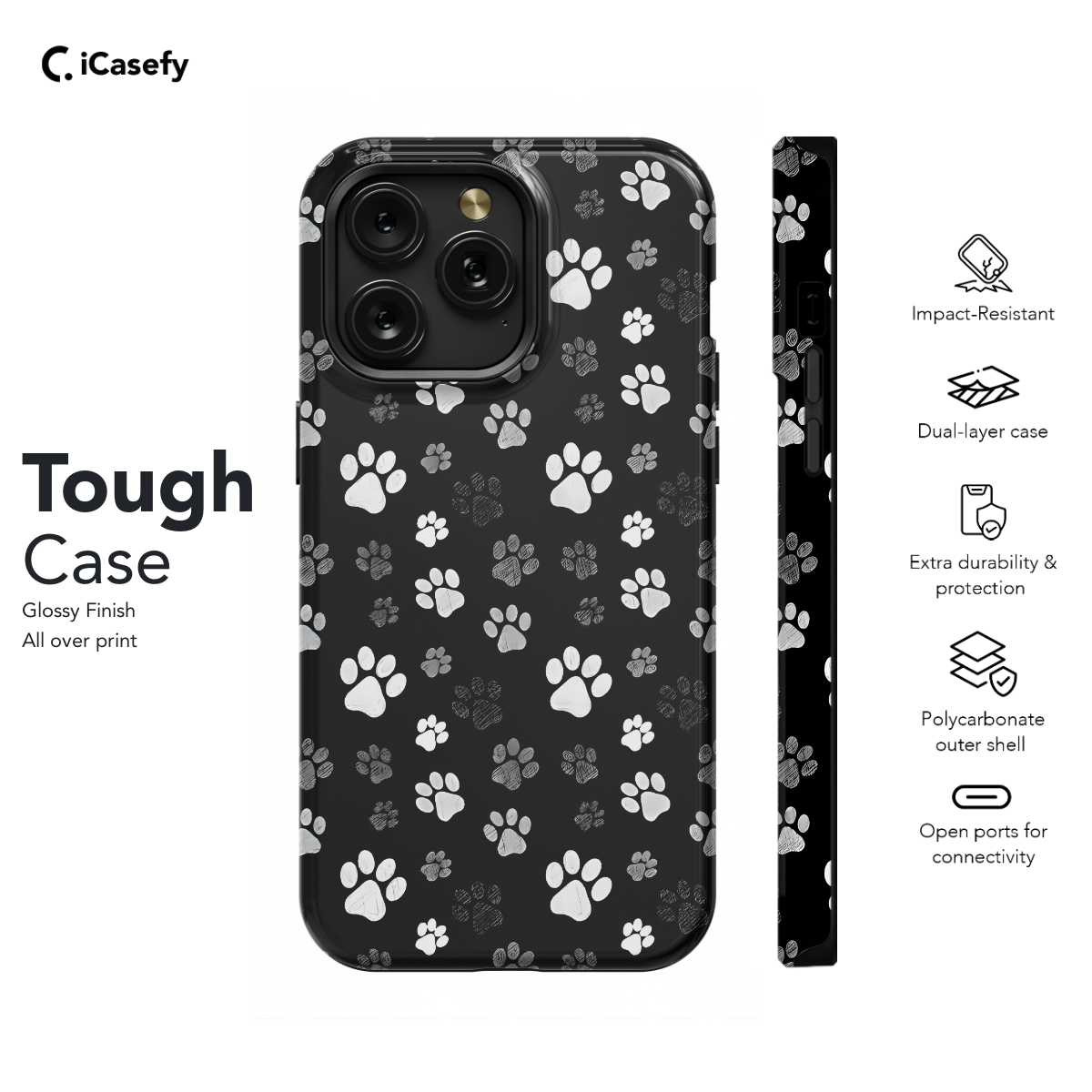 Black and White Animal Cat Dog Paw Phone Case iPhone Samsung Pixel & More 181 - Image 5