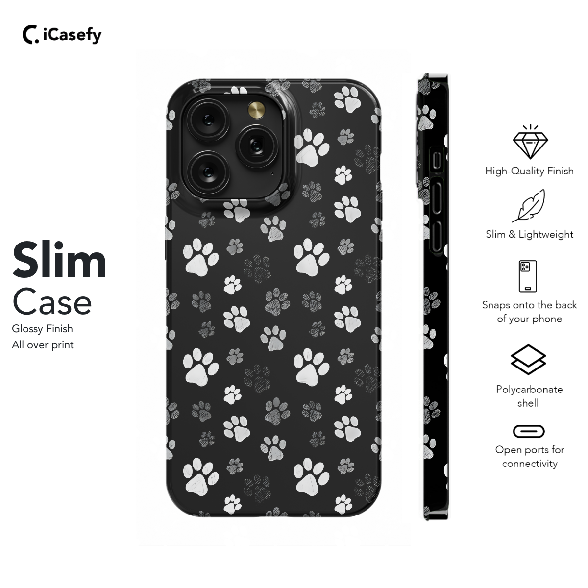 Black and White Animal Cat Dog Paw Phone Case iPhone Samsung Pixel & More 181 - Image 6