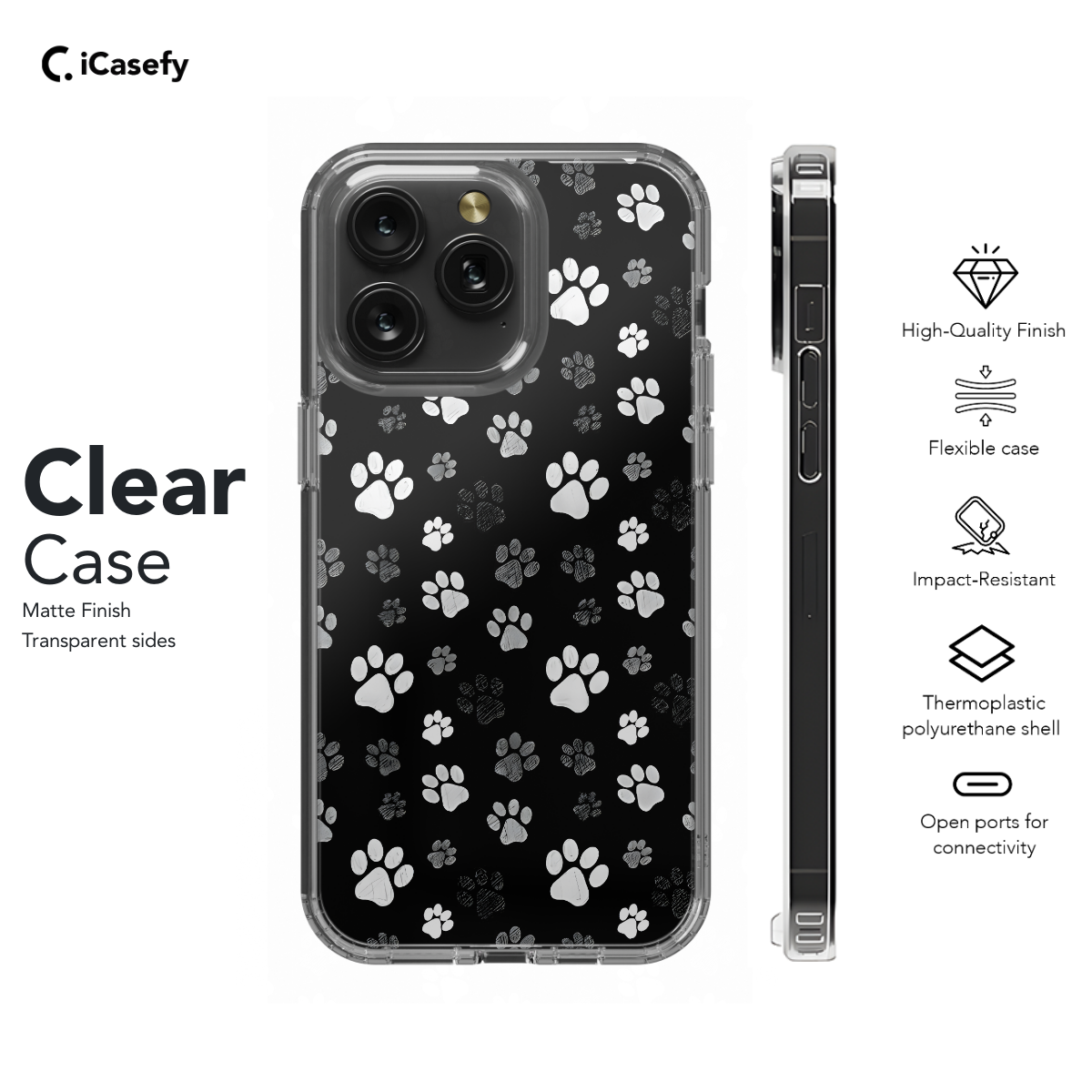 Black and White Animal Cat Dog Paw Phone Case iPhone Samsung Pixel & More 181 - Image 7