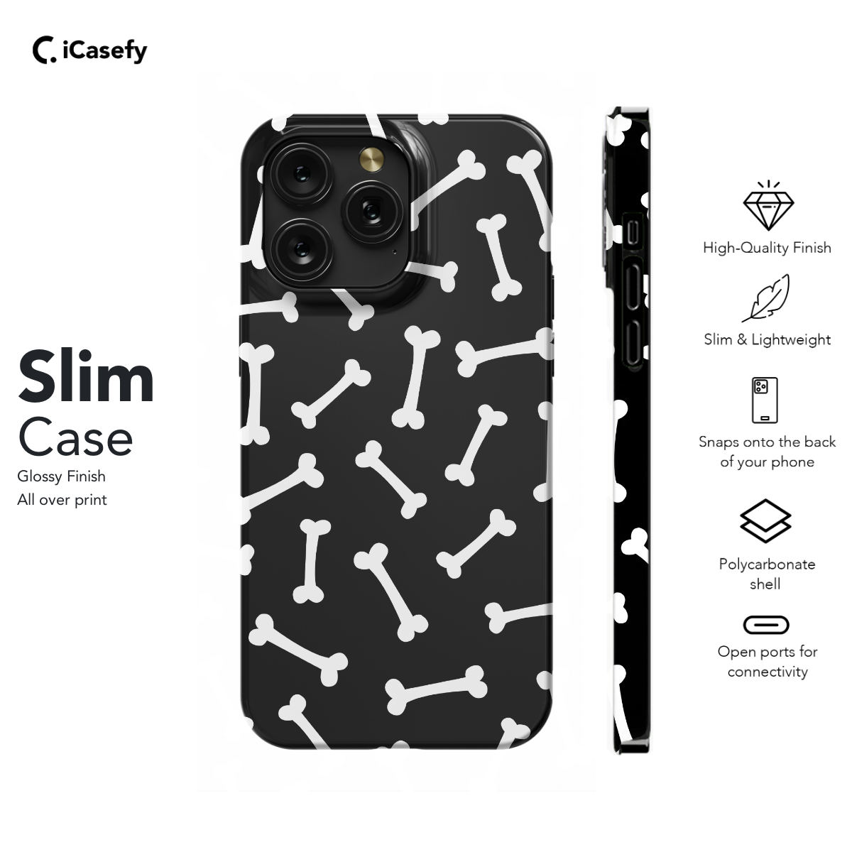 Black and White Dog Bone Phone Case iPhone Samsung Pixel & More 182 - Image 6