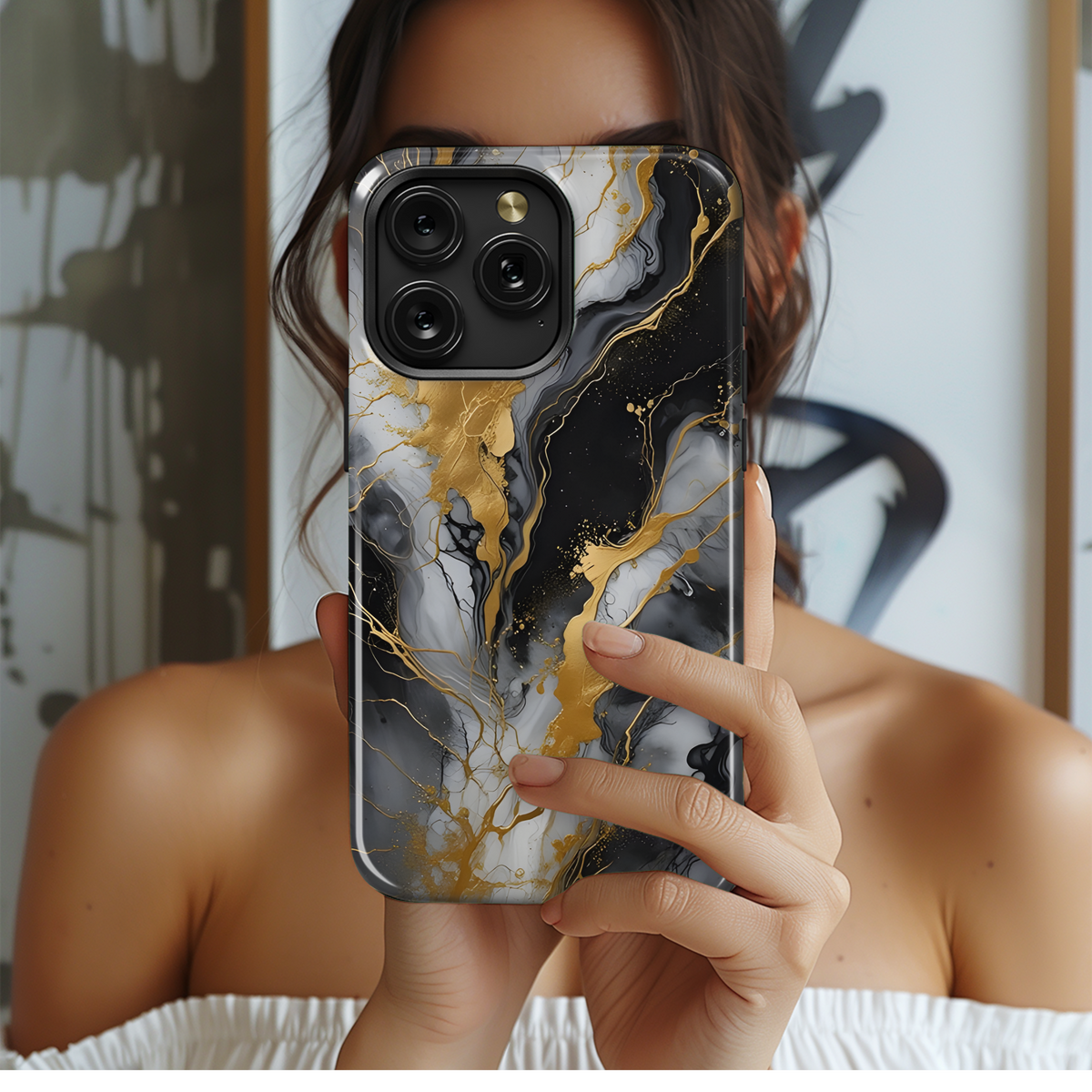 Black and White Marble Phone Case iPhone Samsung Cover Pixel 2451 - Image 2