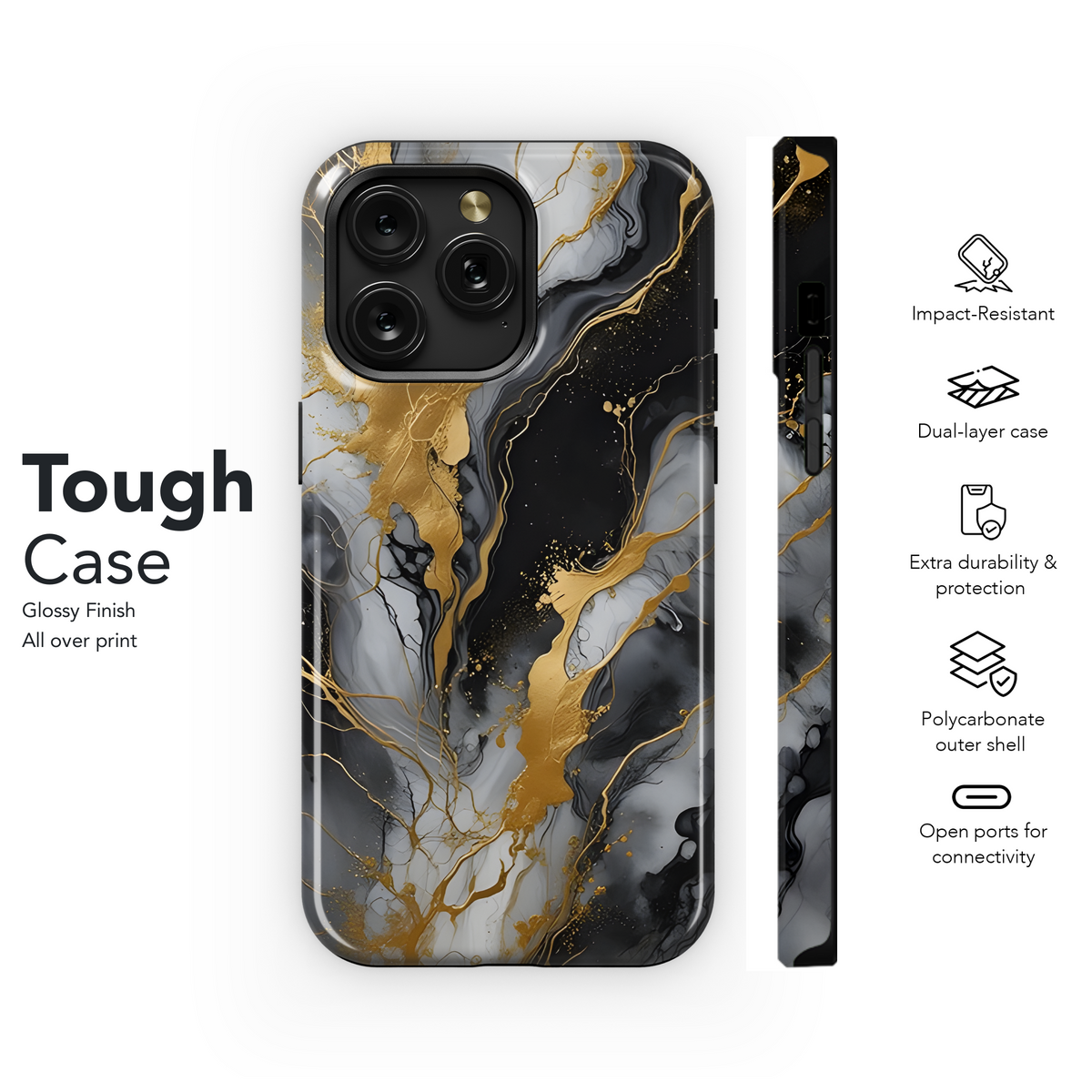 Black and White Marble Phone Case iPhone Samsung Cover Pixel 2451 - Image 6