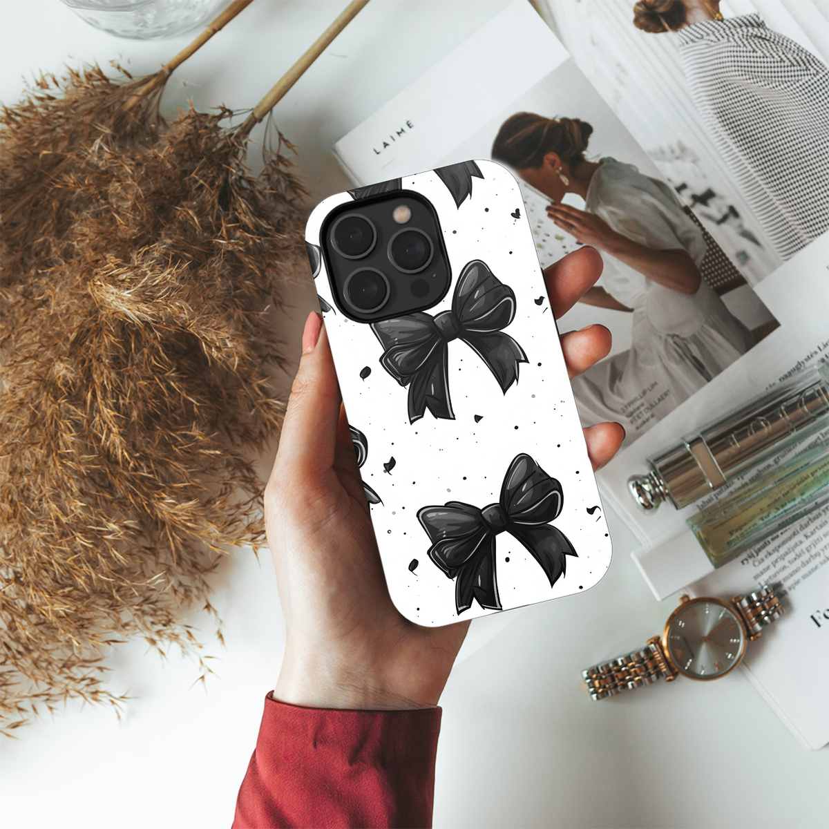 Black Bowknot Design
 Phone Case iPhone Samsung Cover Pixel 4218 - Image 4