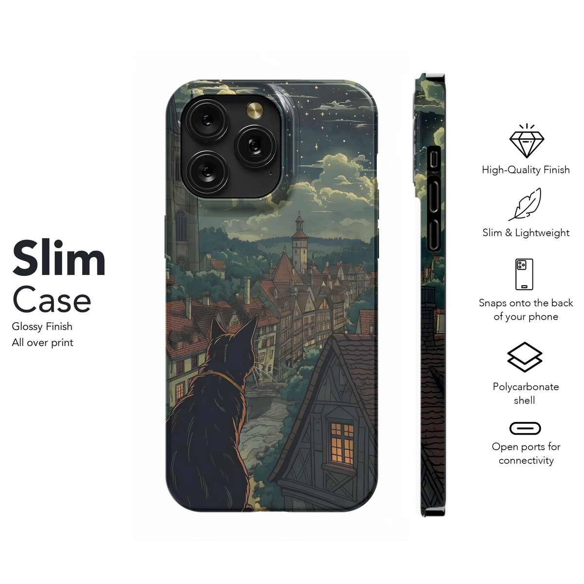 Black Cat City Night Phone Case iPhone Samsung Cover Pixel 3620 - Image 7