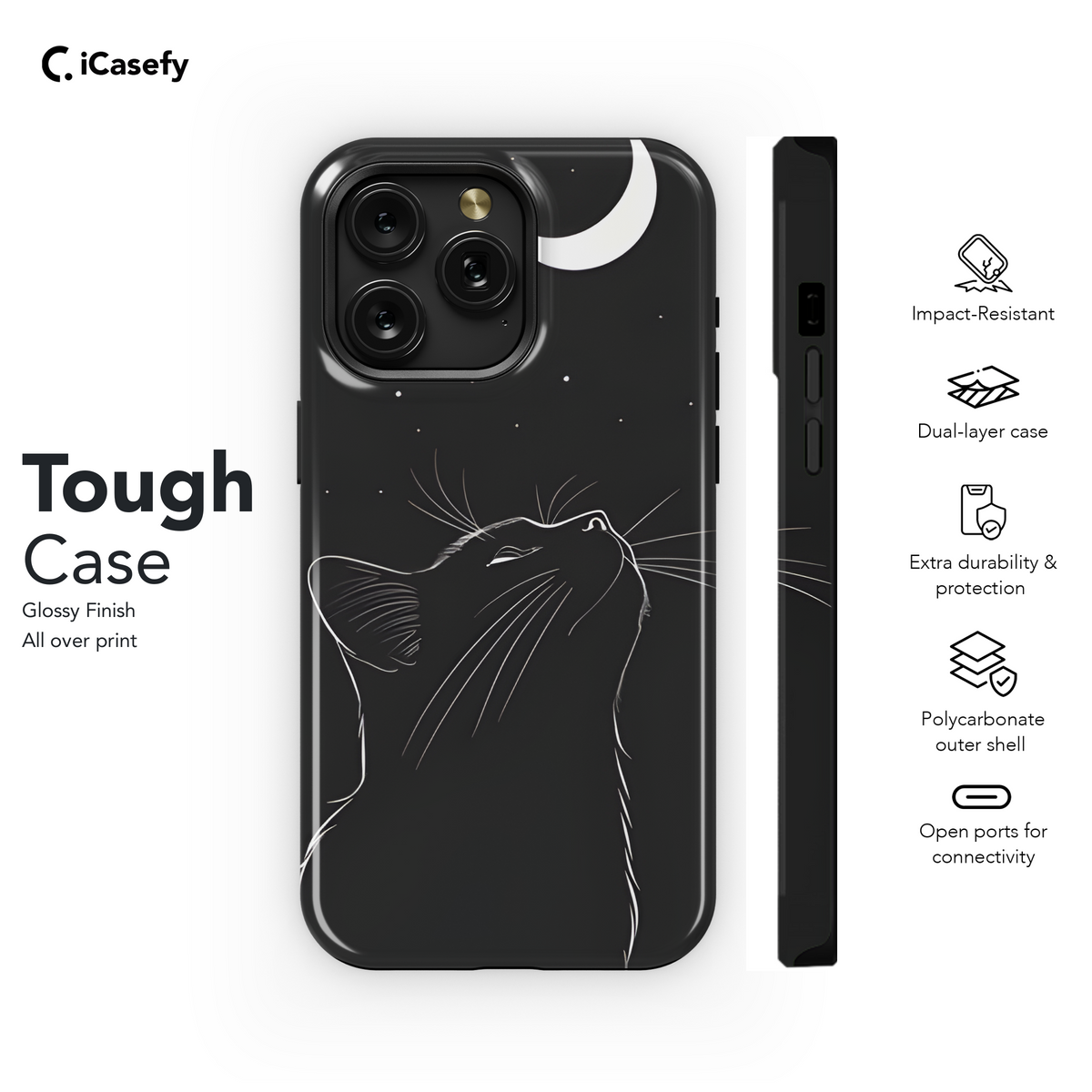 Black Cat Dark Celestial Moon Phone Case iPhone Samsung Cover Pixel 1742 - Image 6