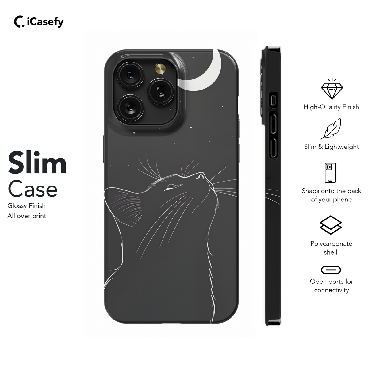 Black Cat Dark Celestial Moon Phone Case iPhone Samsung Cover Pixel 1742 - Image 7