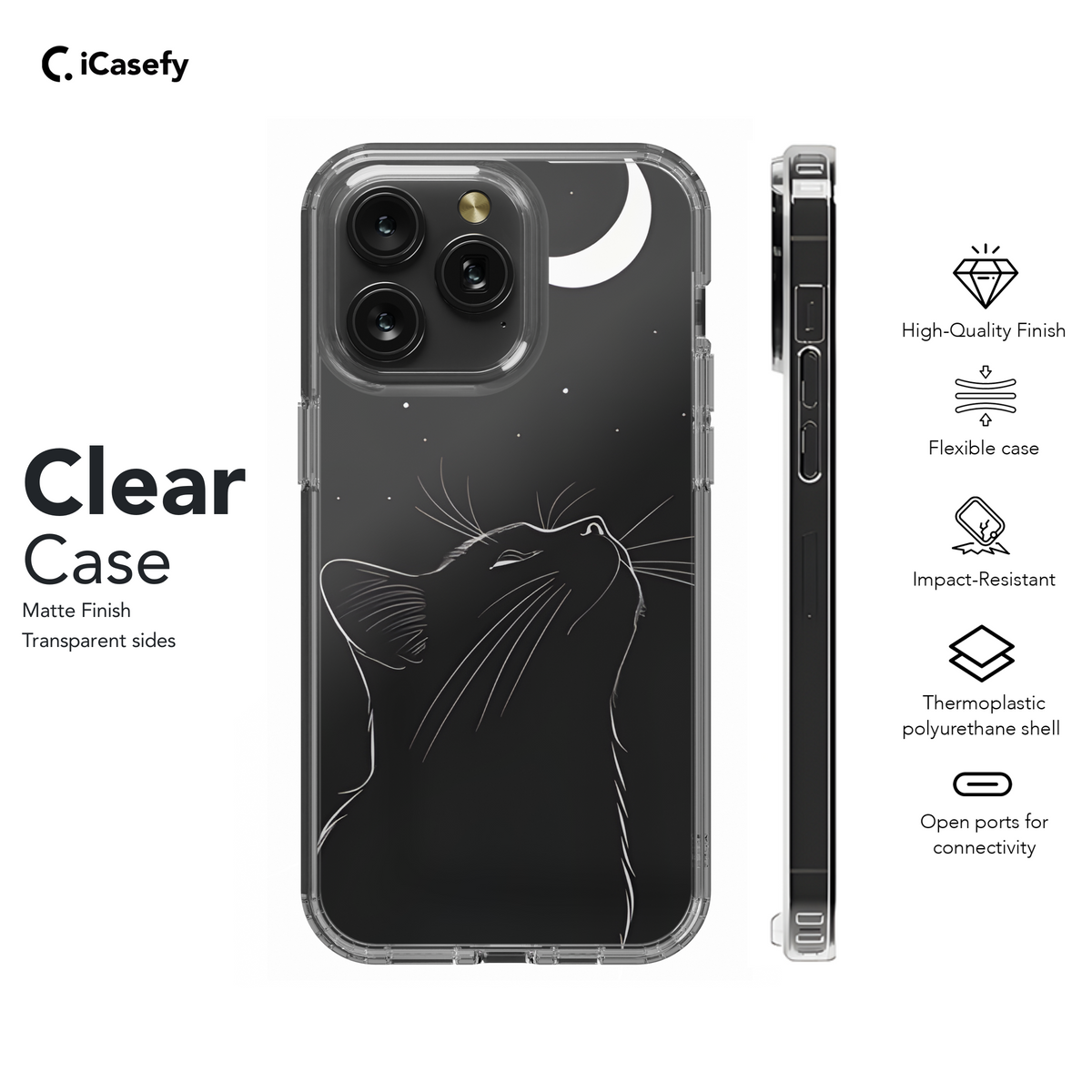 Black Cat Dark Celestial Moon Phone Case iPhone Samsung Cover Pixel 1742 - Image 8