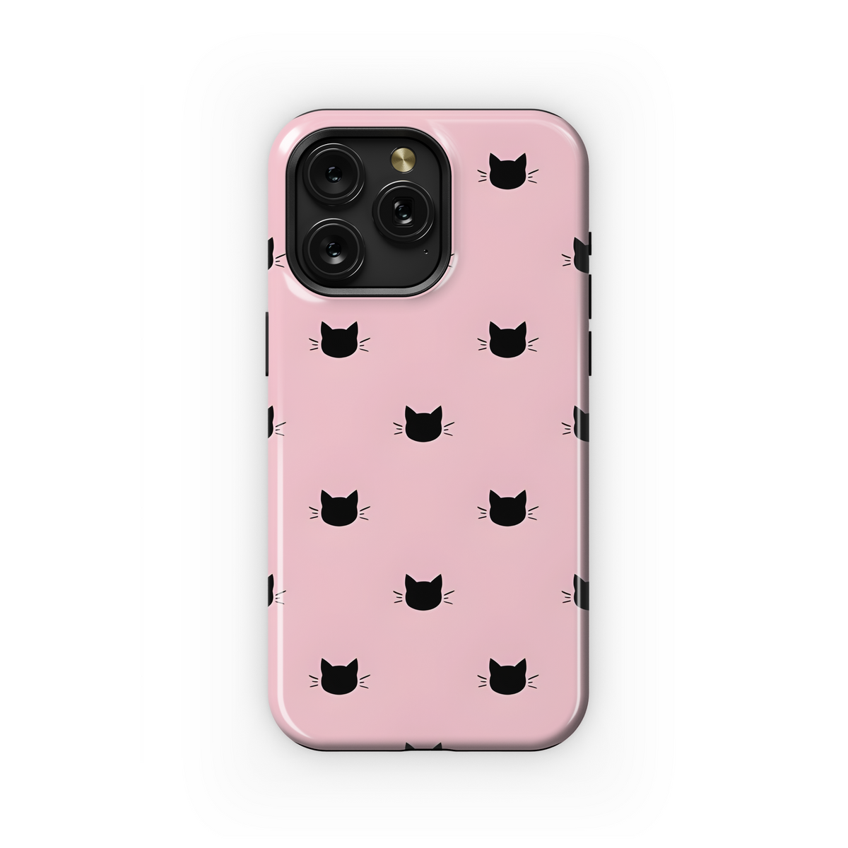 Black Cat Heads Pink Phone Case iPhone Samsung Cover Pixel 3699 - Image 1