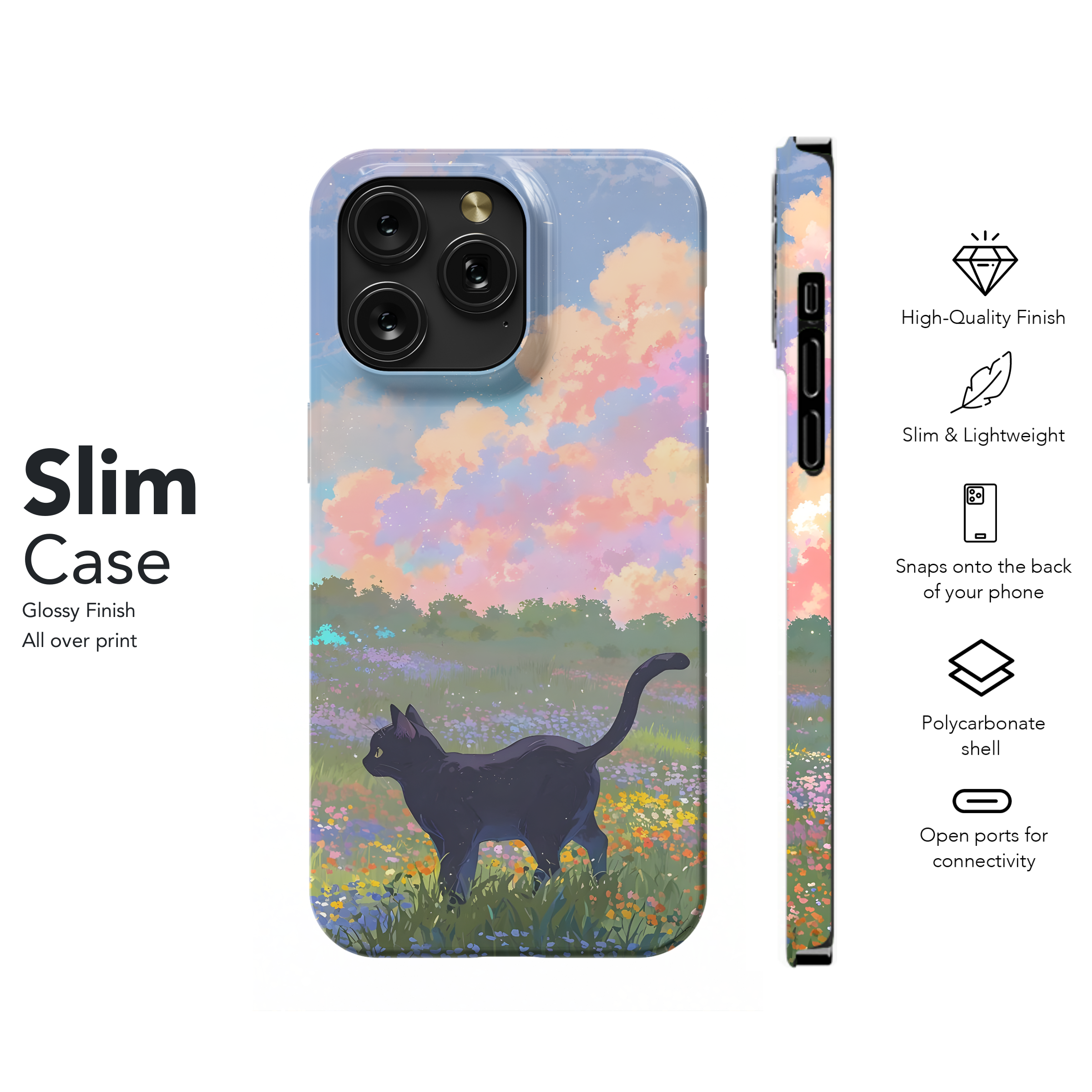 Black Cat Meadow Dream
 Phone Case iPhone Samsung Cover Pixel 4400 - Image 7