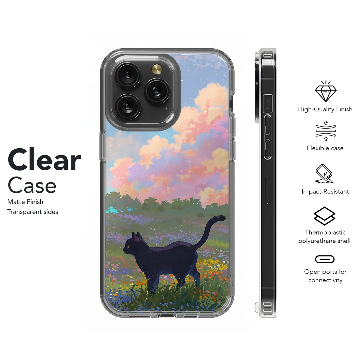 Black Cat Pastel Sky Phone Case iPhone Samsung Cover Pixel 4154 - Image 8