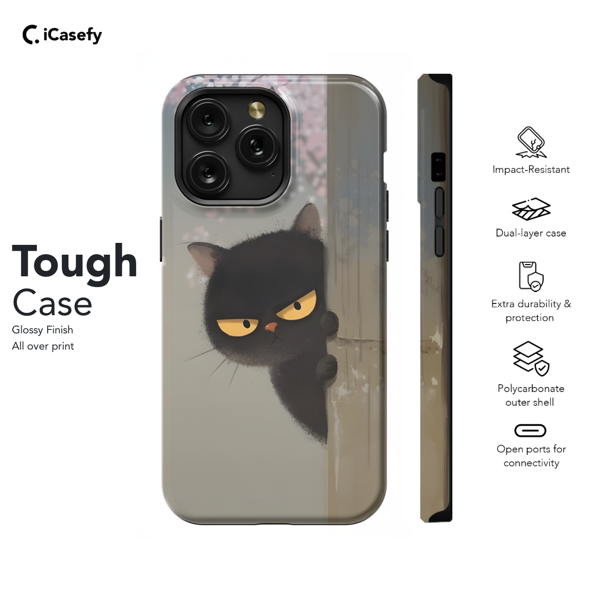 Black cat Phone Case iPhone Samsung Pixel & More 427 - Image 5