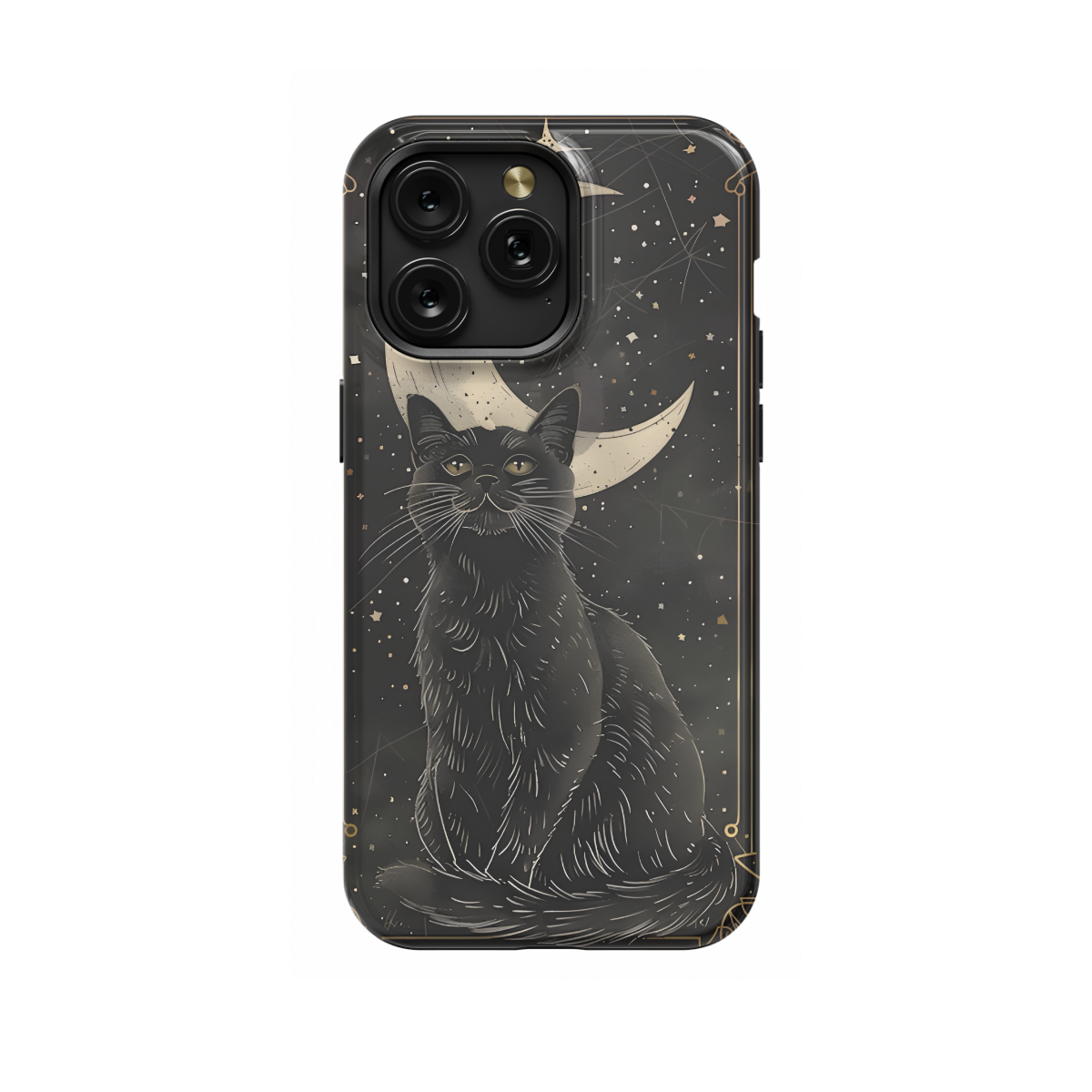 Black Cat Tarot Card Crescent Moon Witchy Magical Mystical Phone Case iPhone Samsung Cover Pixel 1249 - Image 1