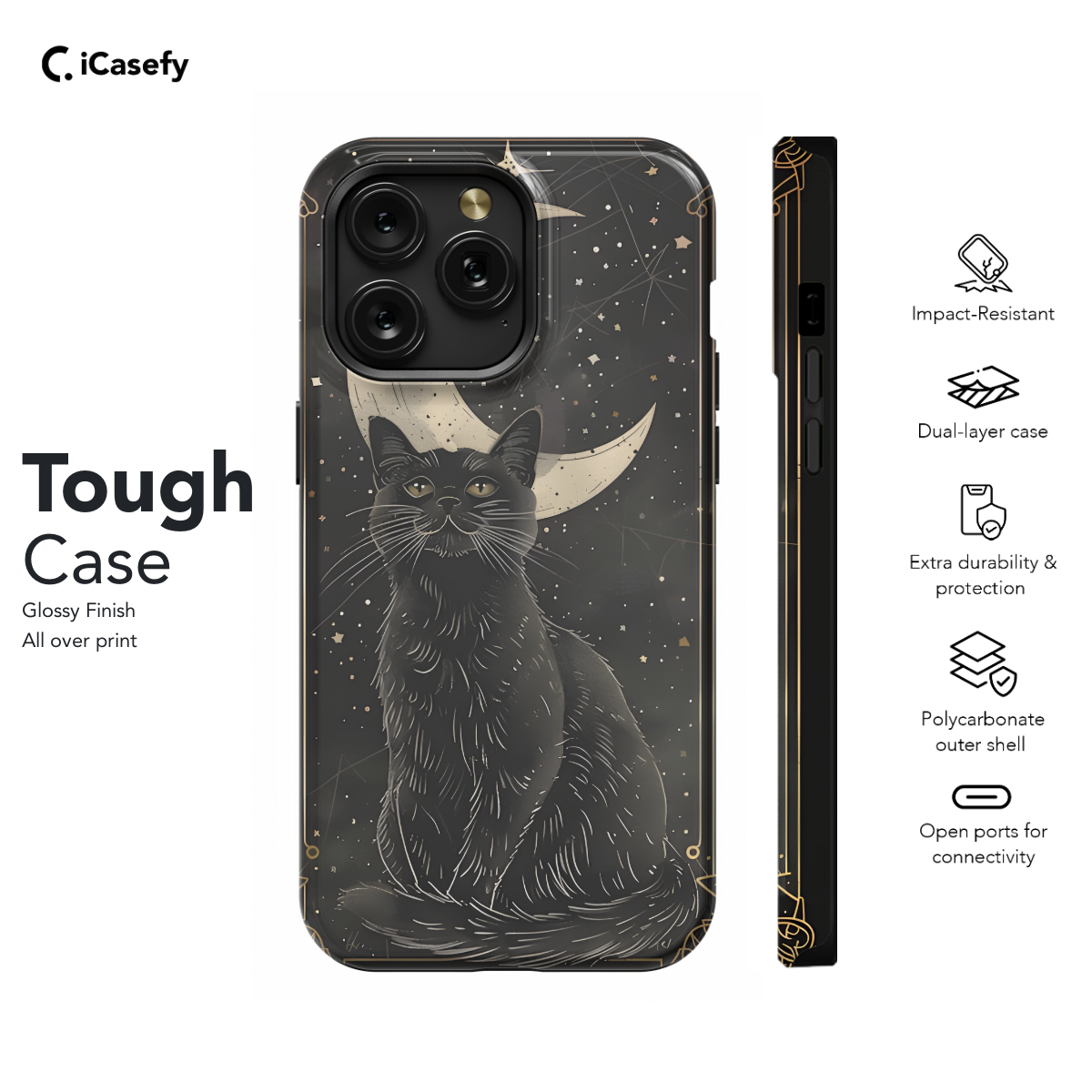 Black Cat Tarot Card Crescent Moon Witchy Magical Mystical Phone Case iPhone Samsung Cover Pixel 1249 - Image 5