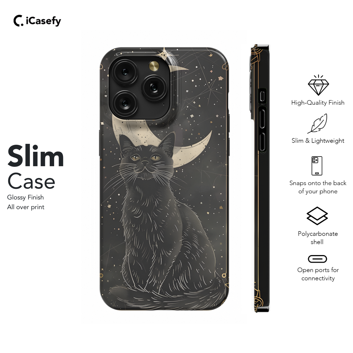 Black Cat Tarot Card Crescent Moon Witchy Magical Mystical Phone Case iPhone Samsung Cover Pixel 1249 - Image 6