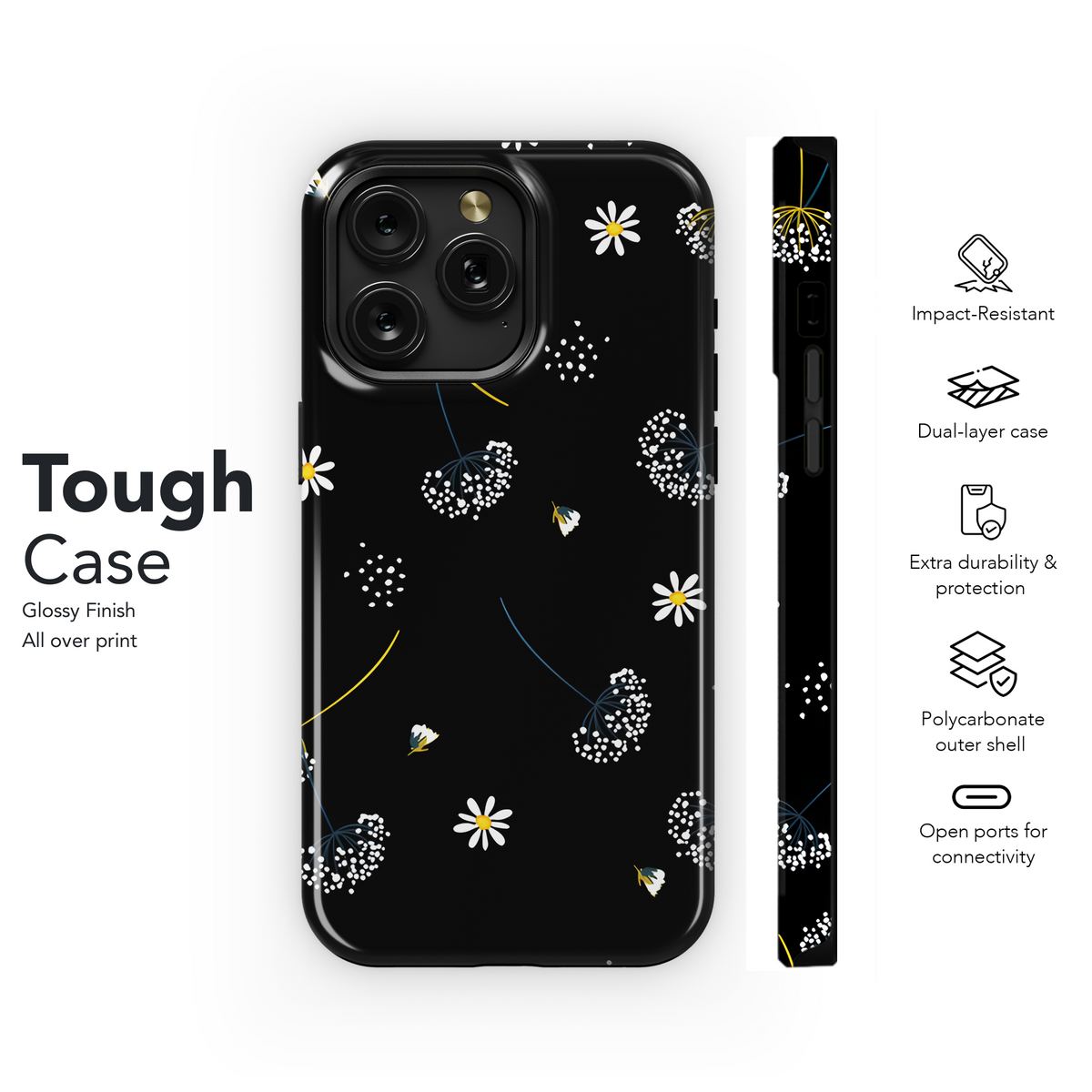 Black Dandelion Phone Case iPhone Samsung Cover Pixel 3952 - Image 6