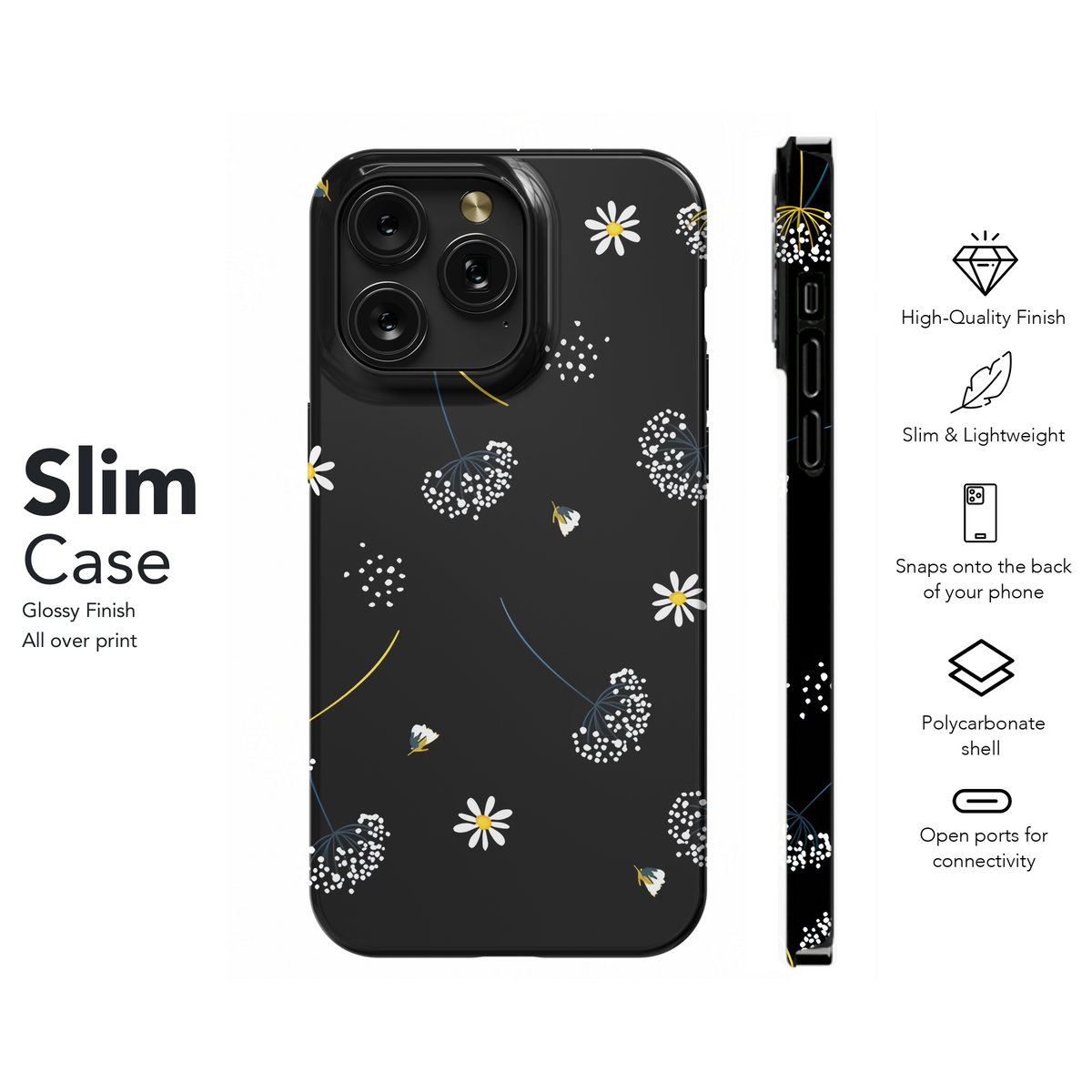 Black Dandelion Phone Case iPhone Samsung Cover Pixel 3952 - Image 7