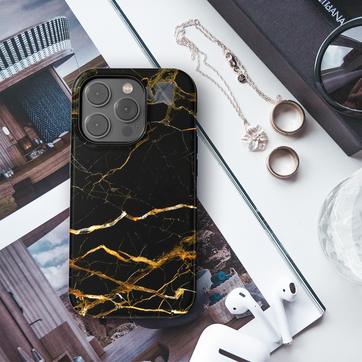 Black Gold Marble Phone Case iPhone Samsung Cover Pixel 2457 - Image 3