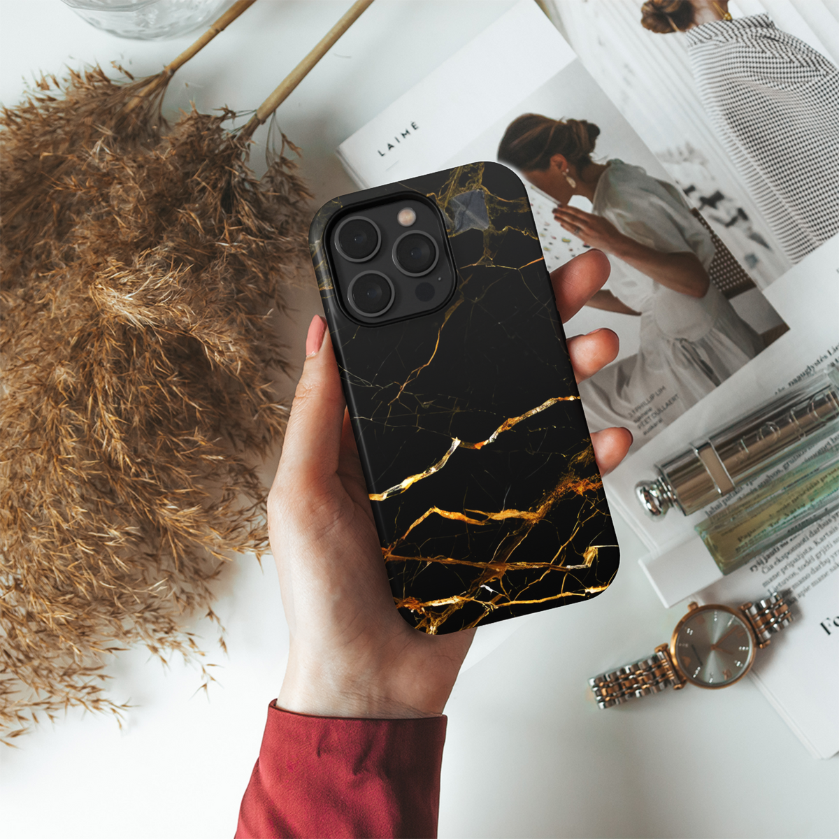 Black Gold Marble Phone Case iPhone Samsung Cover Pixel 2457 - Image 4