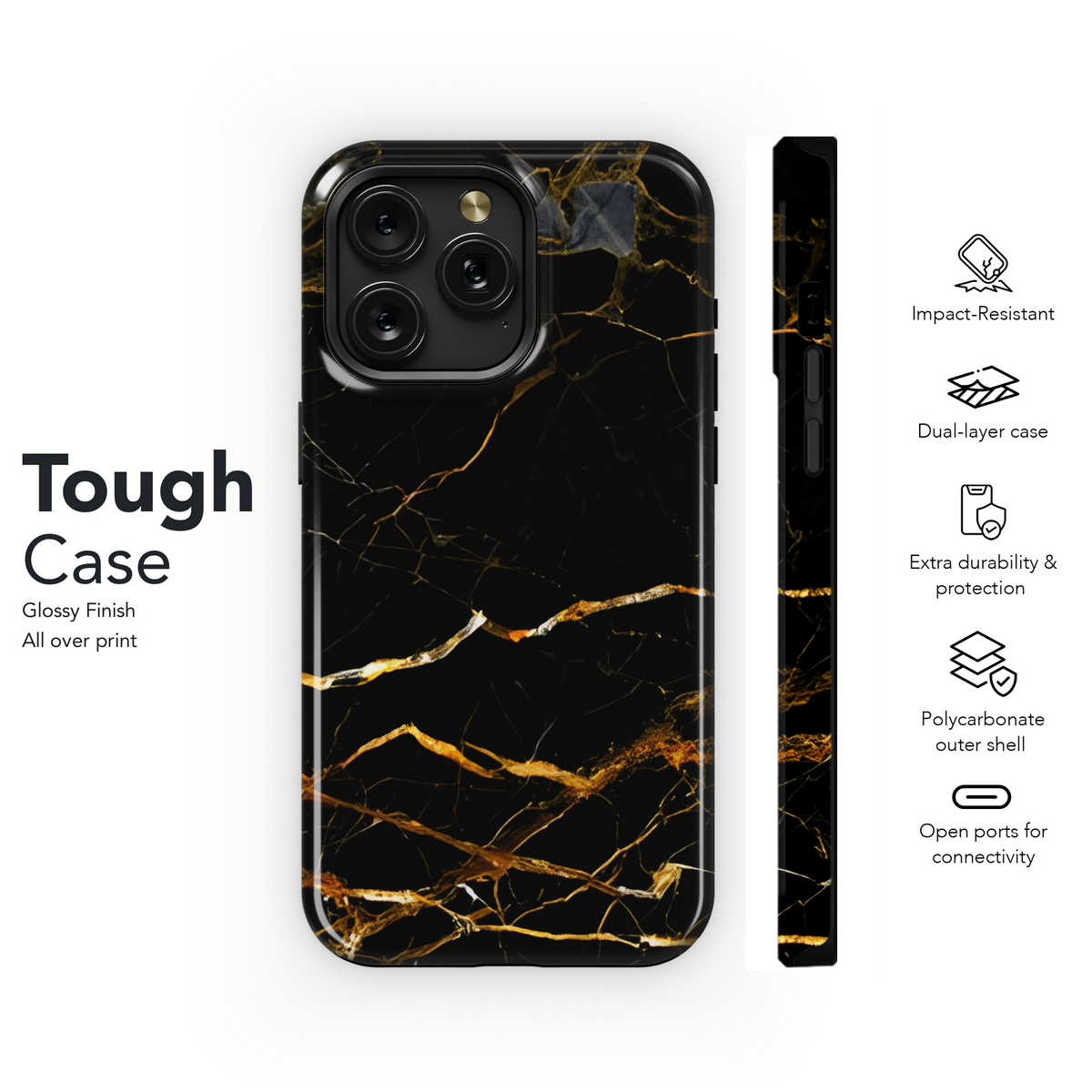 Black Gold Marble Phone Case iPhone Samsung Cover Pixel 2457 - Image 6