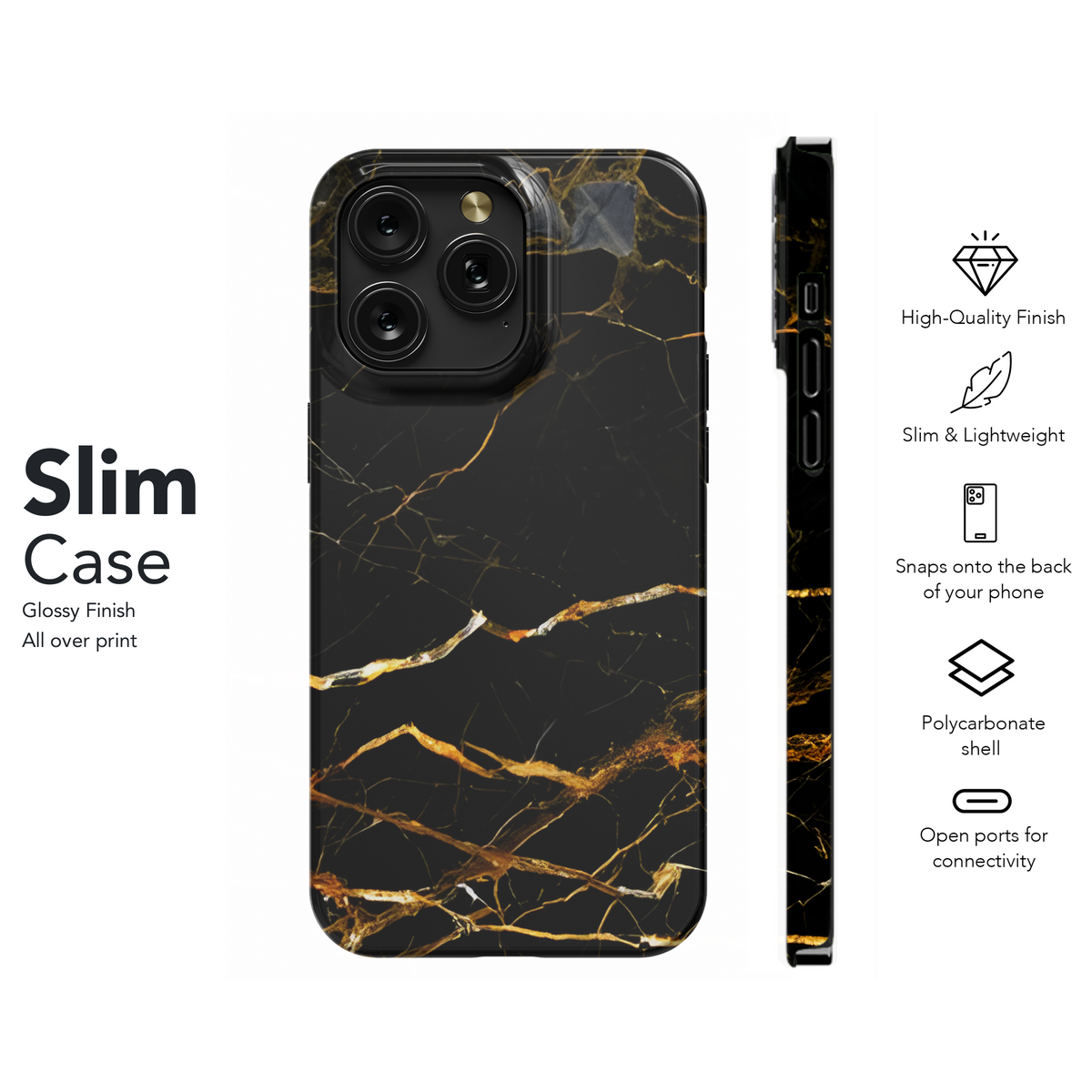 Black Gold Marble Phone Case iPhone Samsung Cover Pixel 2457 - Image 7